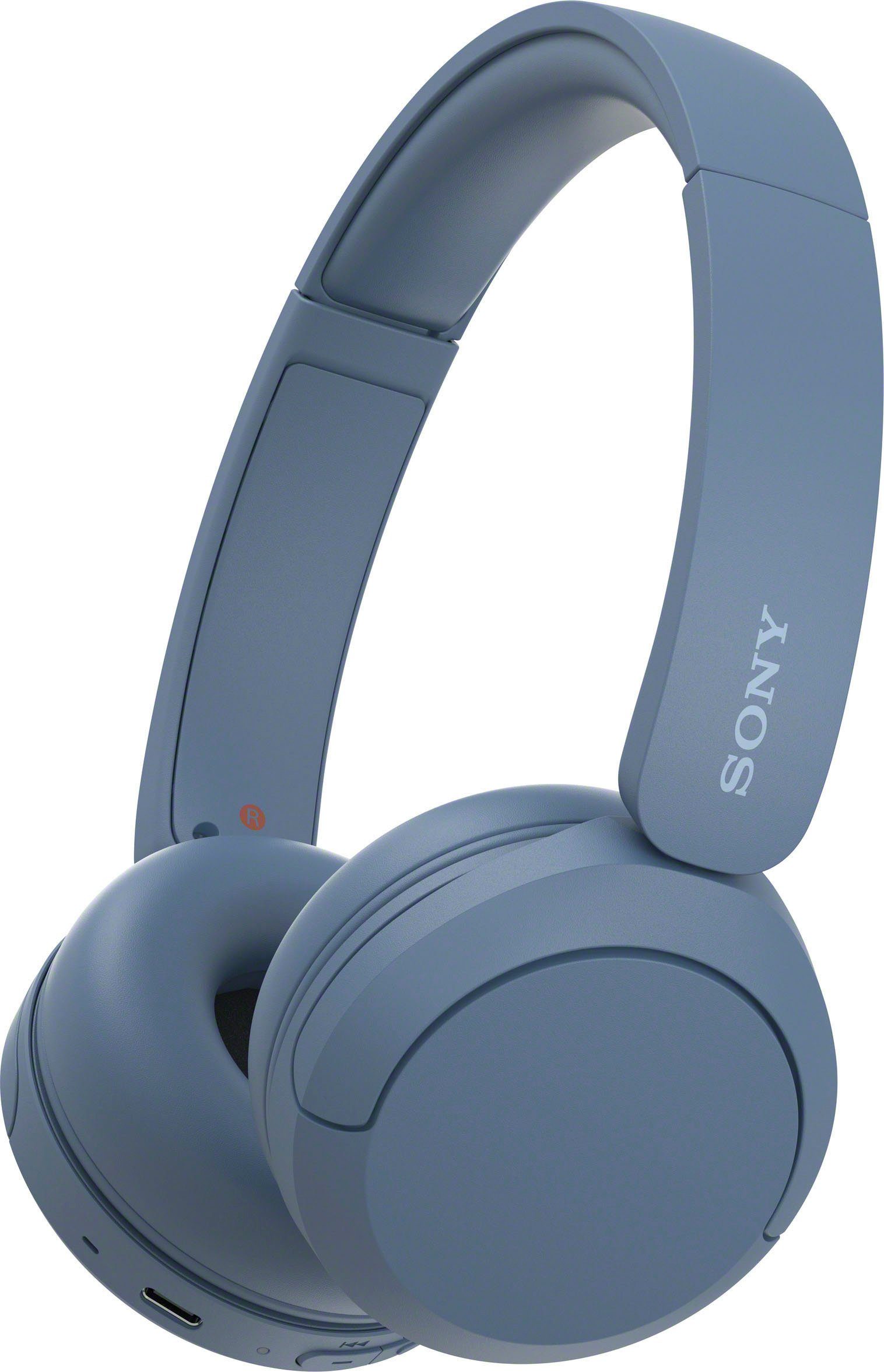 Rauschunterdrückung, Akkulaufzeit) Std. 50 Sony On-Ear-Kopfhörer Assistant, Blau Siri, (Freisprechfunktion, Bluetooth, WHCH520 Google