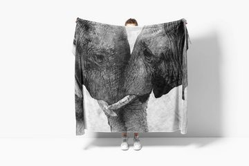 Sinus Art Handtücher Handtuch Strandhandtuch Saunatuch Kuscheldecke mit Tiermotiv zwei Elefanten Sch, Baumwolle-Polyester-Mix (1-St), Handtuch