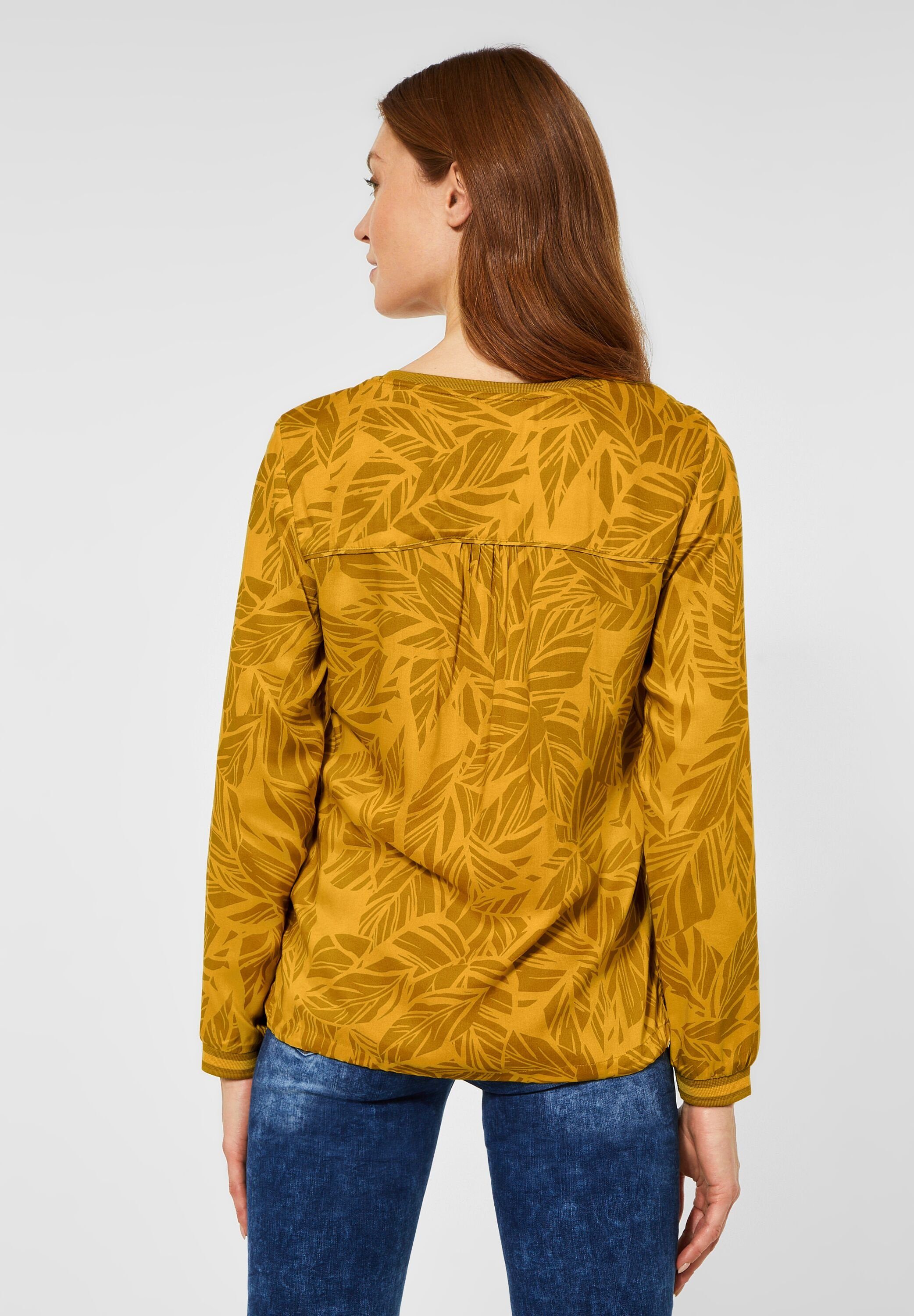 Klassische Bluse mit Blätter yellow Cecil Bluse Print curry
