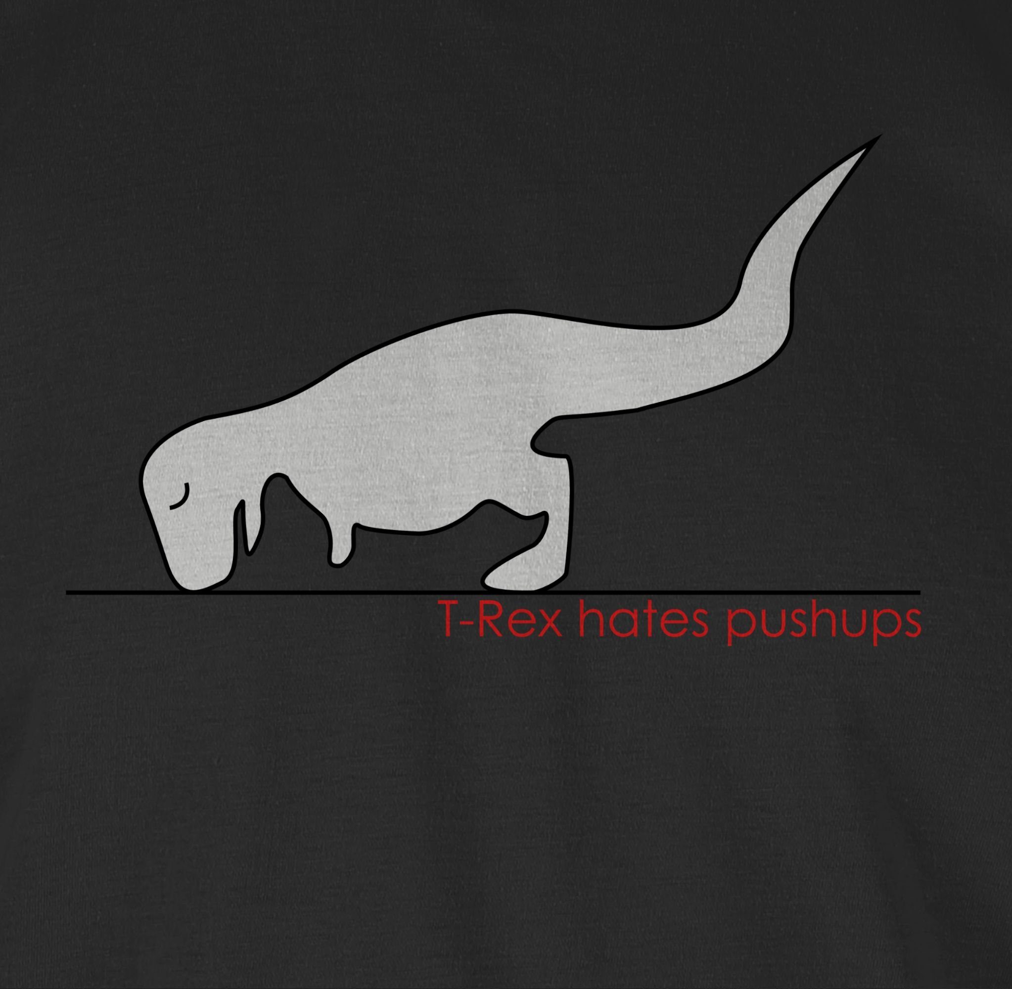 01 Geschenke T-Rex Schwarz T-Shirt Shirtracer Nerd hates Pushups