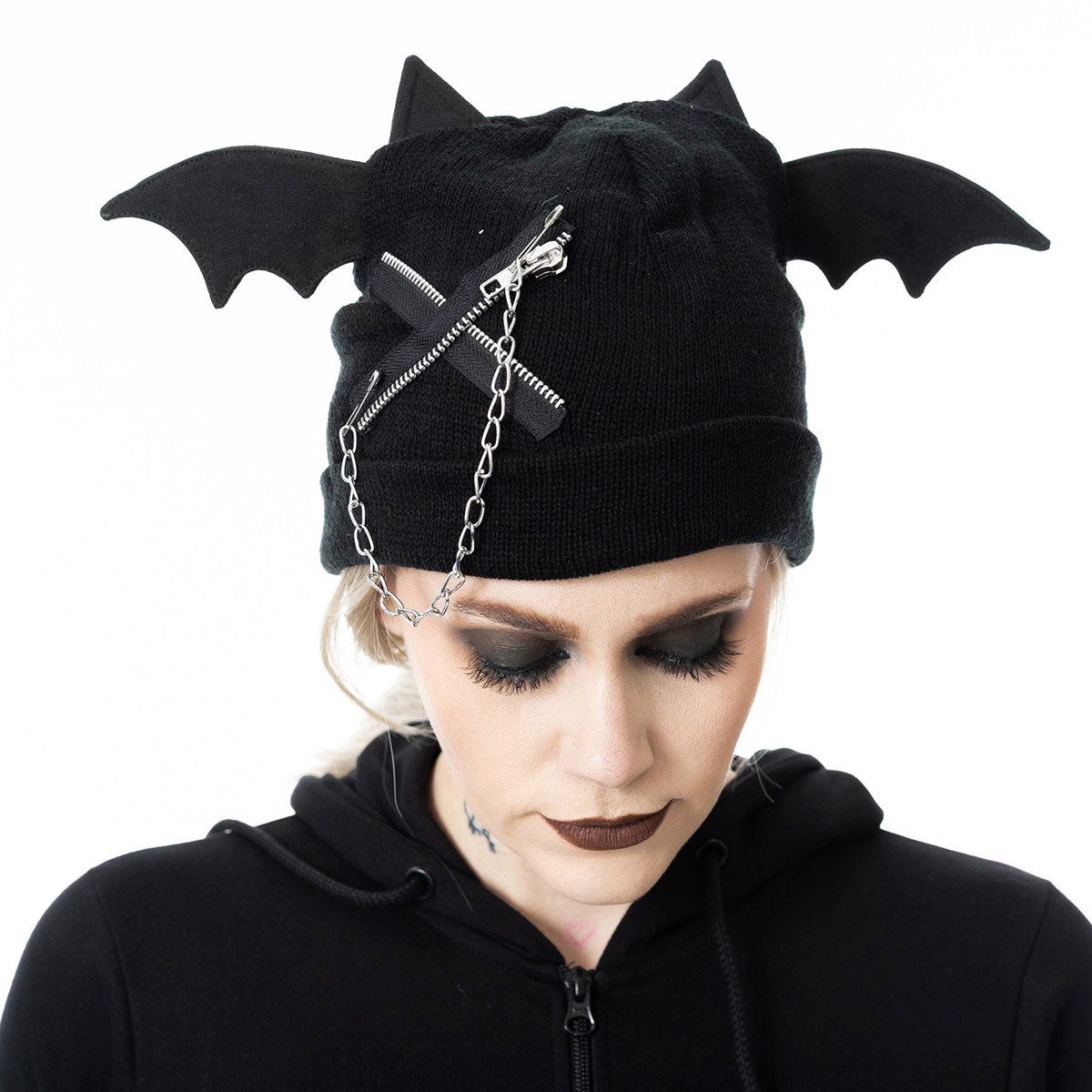 Cupcake Cult Beanie Nycteris Gothic Goth Strick Beanie Fledermaus