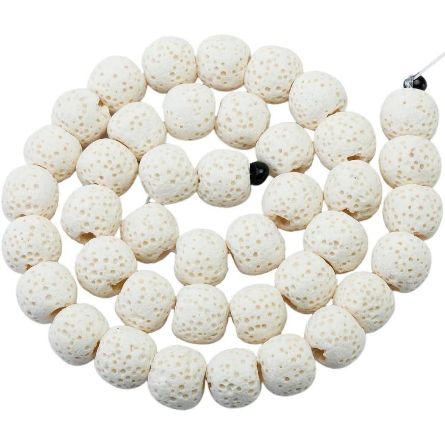 LuxusKollektion Lavasteine Perlen Lavastein 8 mm Strang Vulkangestein Armband Diffusor 8 mm Weiß