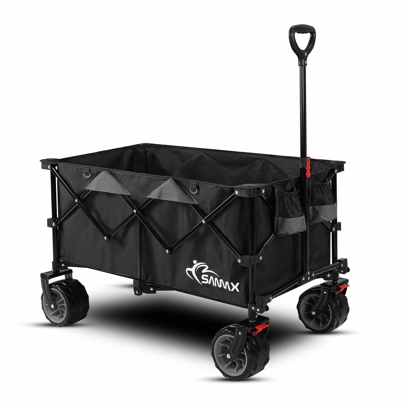 SAMAX Bollerwagen Faltbarer Bollerwagen Offroad Travel - Schwarz/Grau - Black Edition