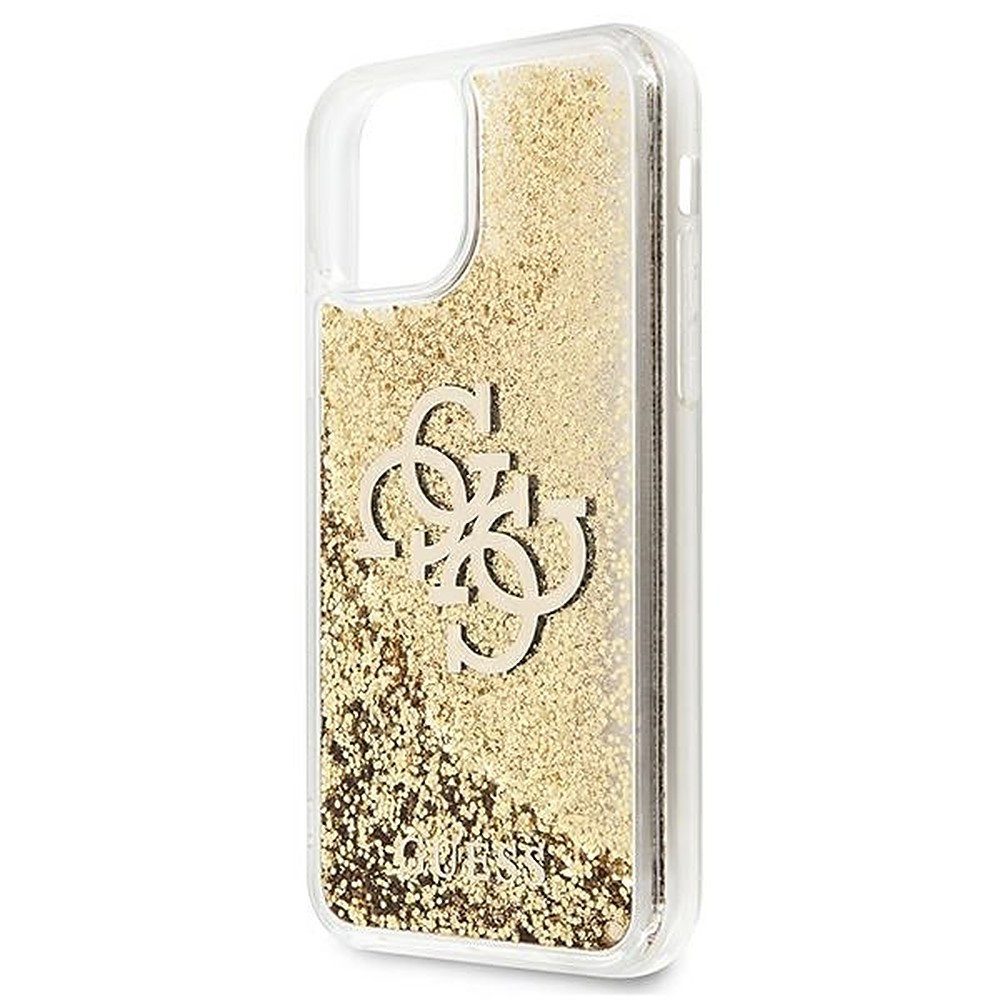 Guess Handyhülle Glitzerhülle Rückschale, Flüssigglitzer-Effekt, 4G-Logo, Kameraschutz