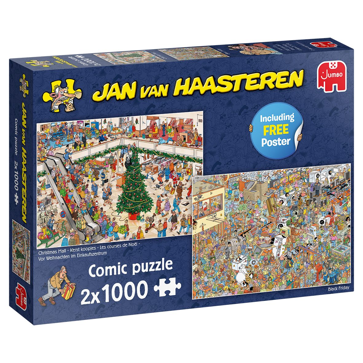 Jan van Haasteren Puzzle Jan van Haasteren Einkaufen vor den Feiertagen 2x1000 Teile Puzzle, Puzzleteile, Made in Europe