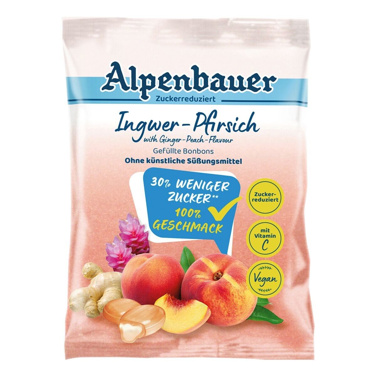 Alpenbauer Süßigkeit Ingwer-Pfirsich, 60 g, zuckerreduziert