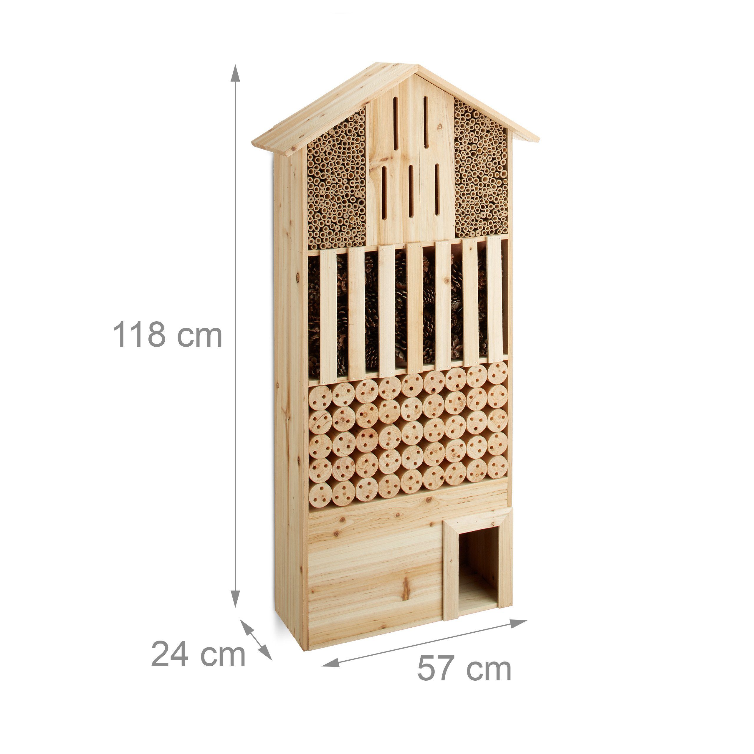 relaxdays Insektenhotel natur XXL mit Igelhaus