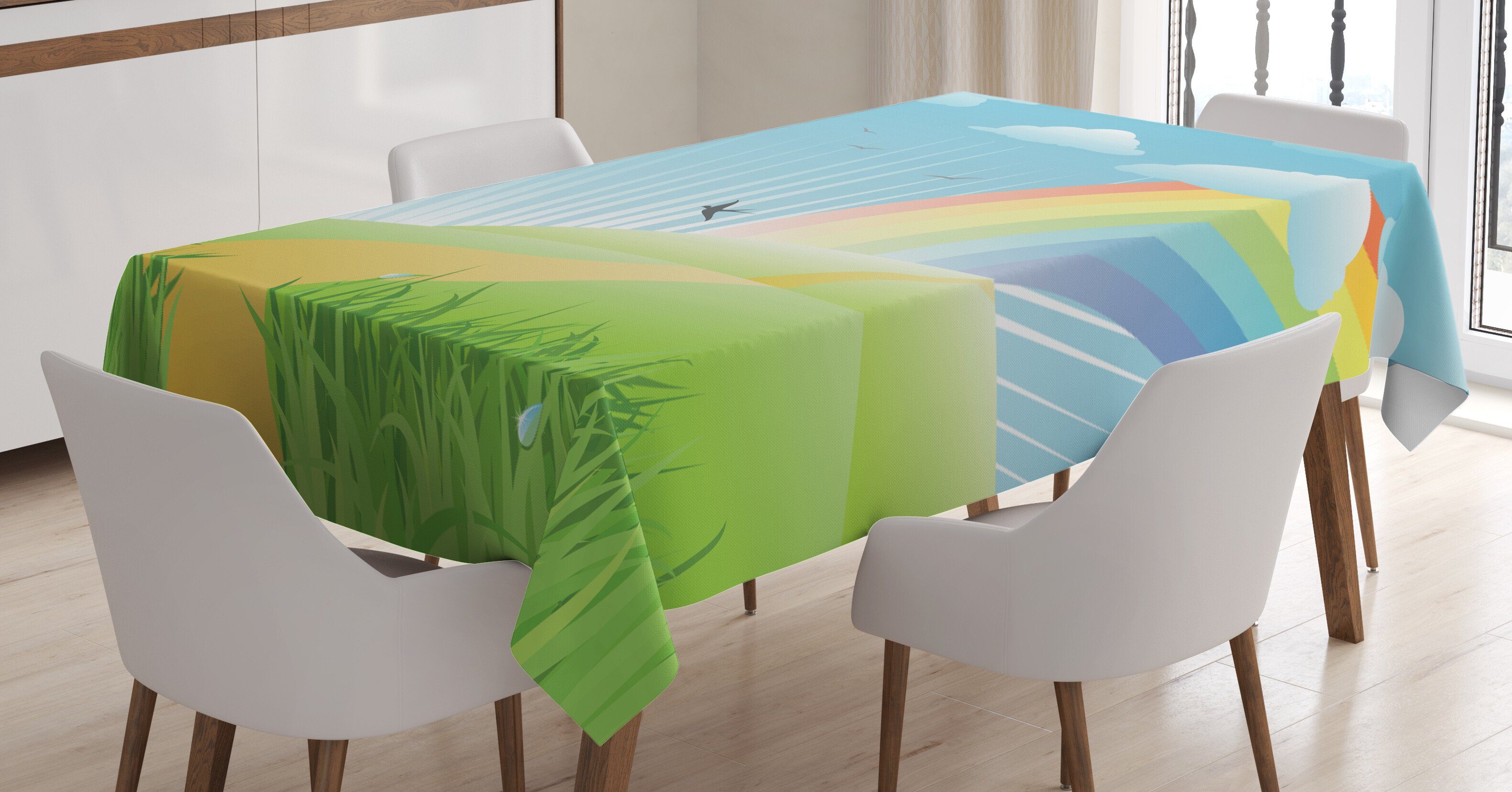 Klare geeignet Farbfest Gras Farben, Außen Tischdecke Waschbar Für und Regenbogen-Streifen Abakuhaus den Vögel Bereich