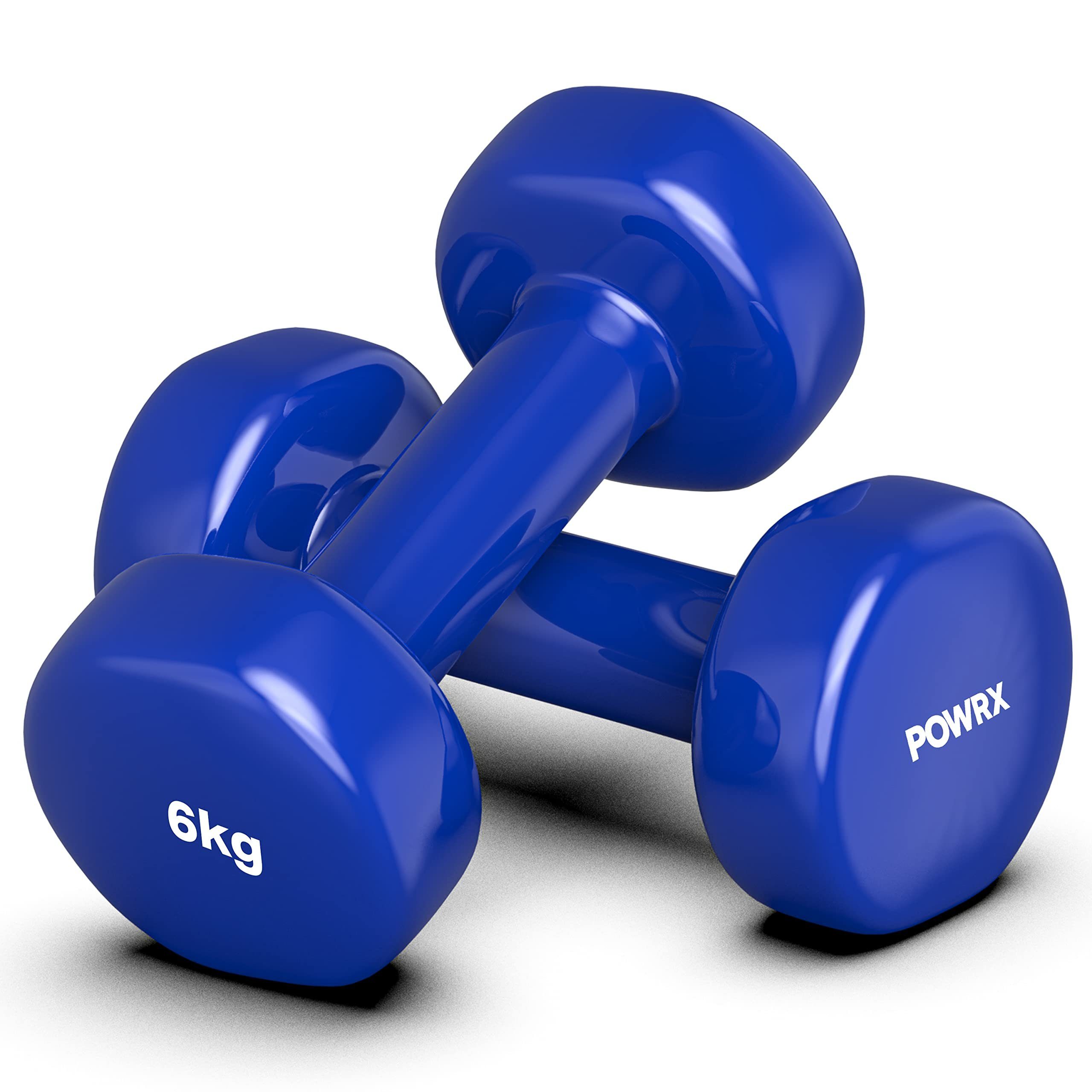 POWRX Gymnastikhantel Vinyl Hanteln Paar (2x 6kg Blau) 0,5-10kg, Blau (2X6Kg)