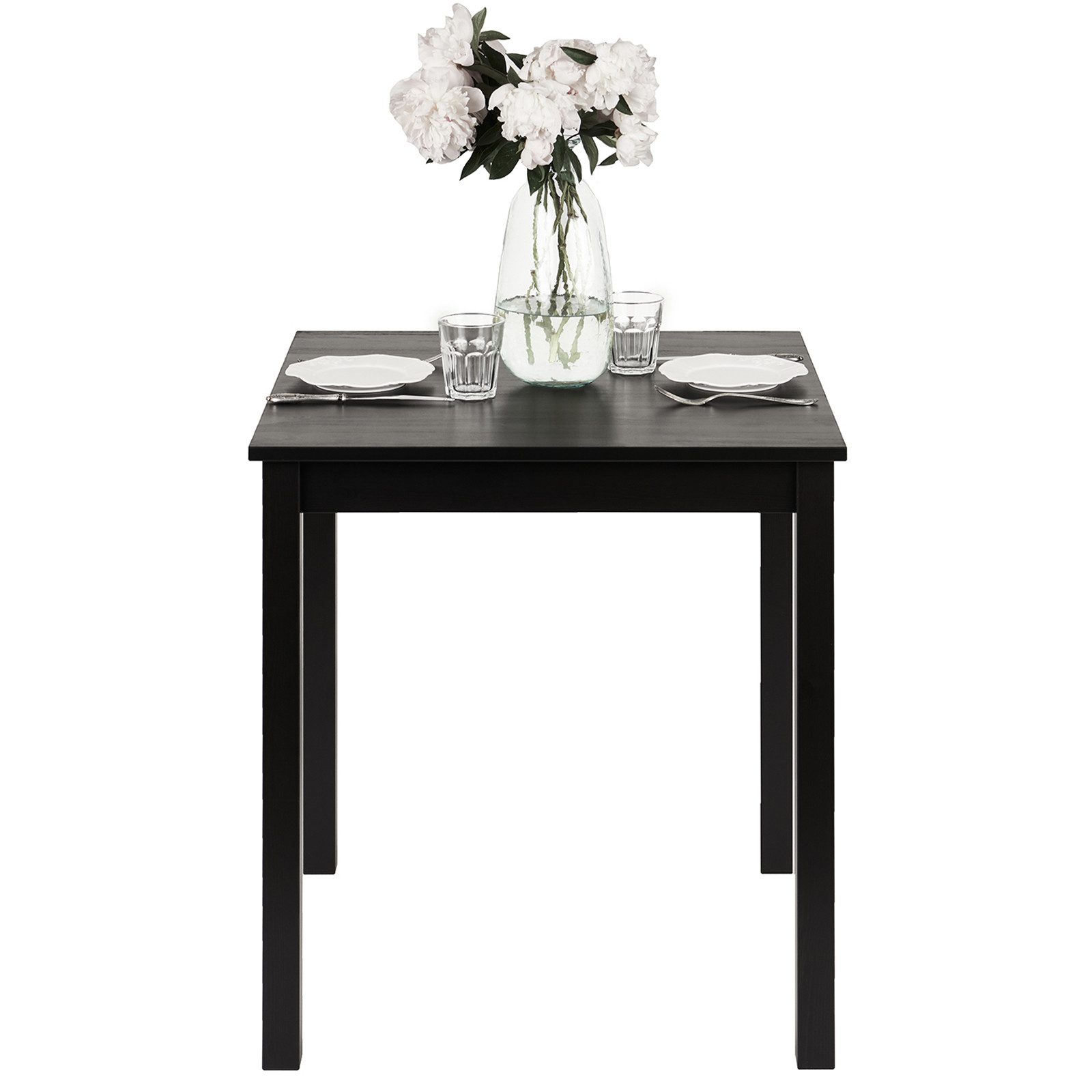 hagge home Esstisch, Küchentisch klein Kiefernholz massiv 68 x 68 x 75 cm Schwarz