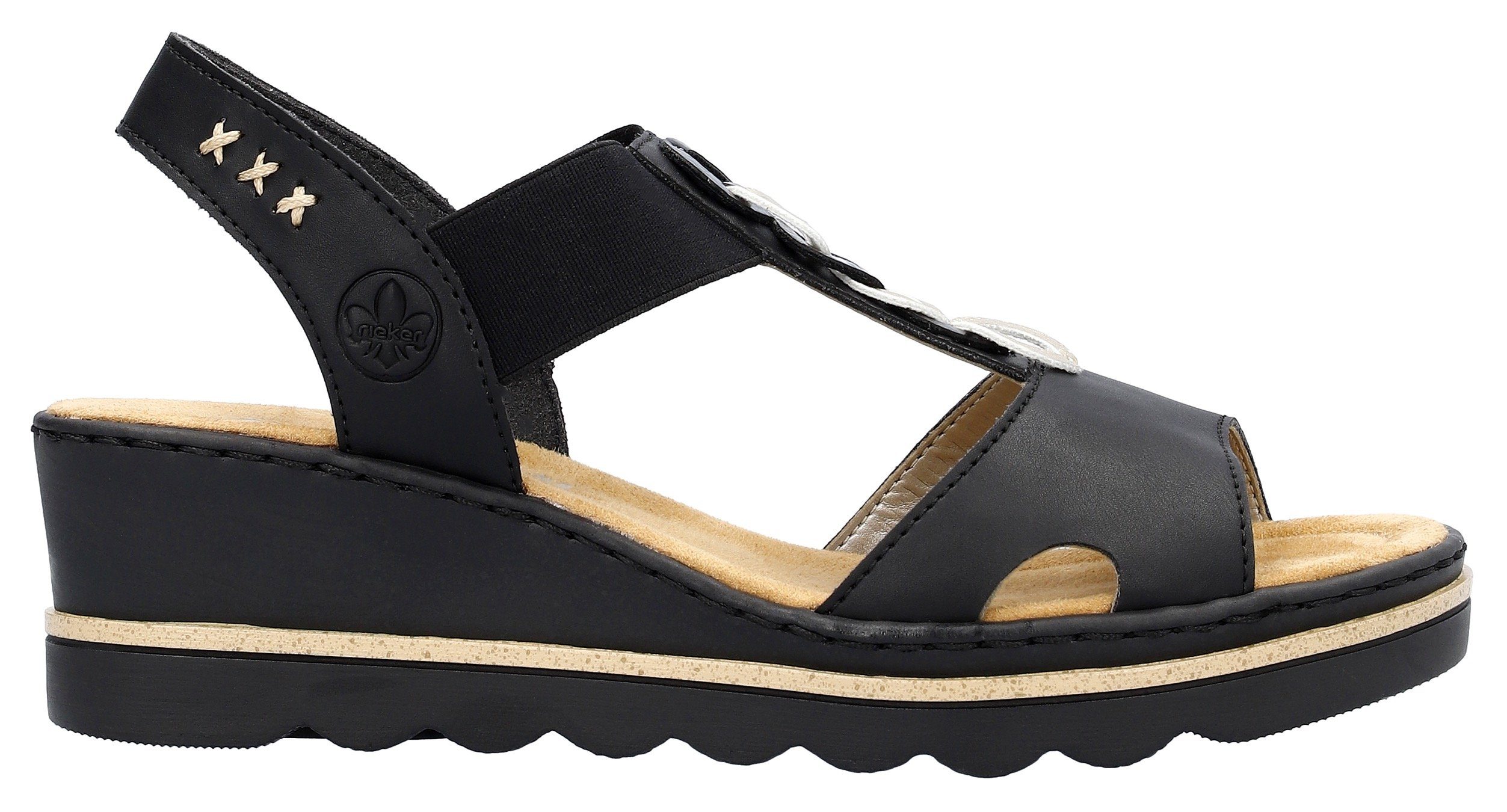 Rieker Keilsandalette, Sommerschuh, Sandale, Keilabsatz, mit Gummizug für perfekten Sitz