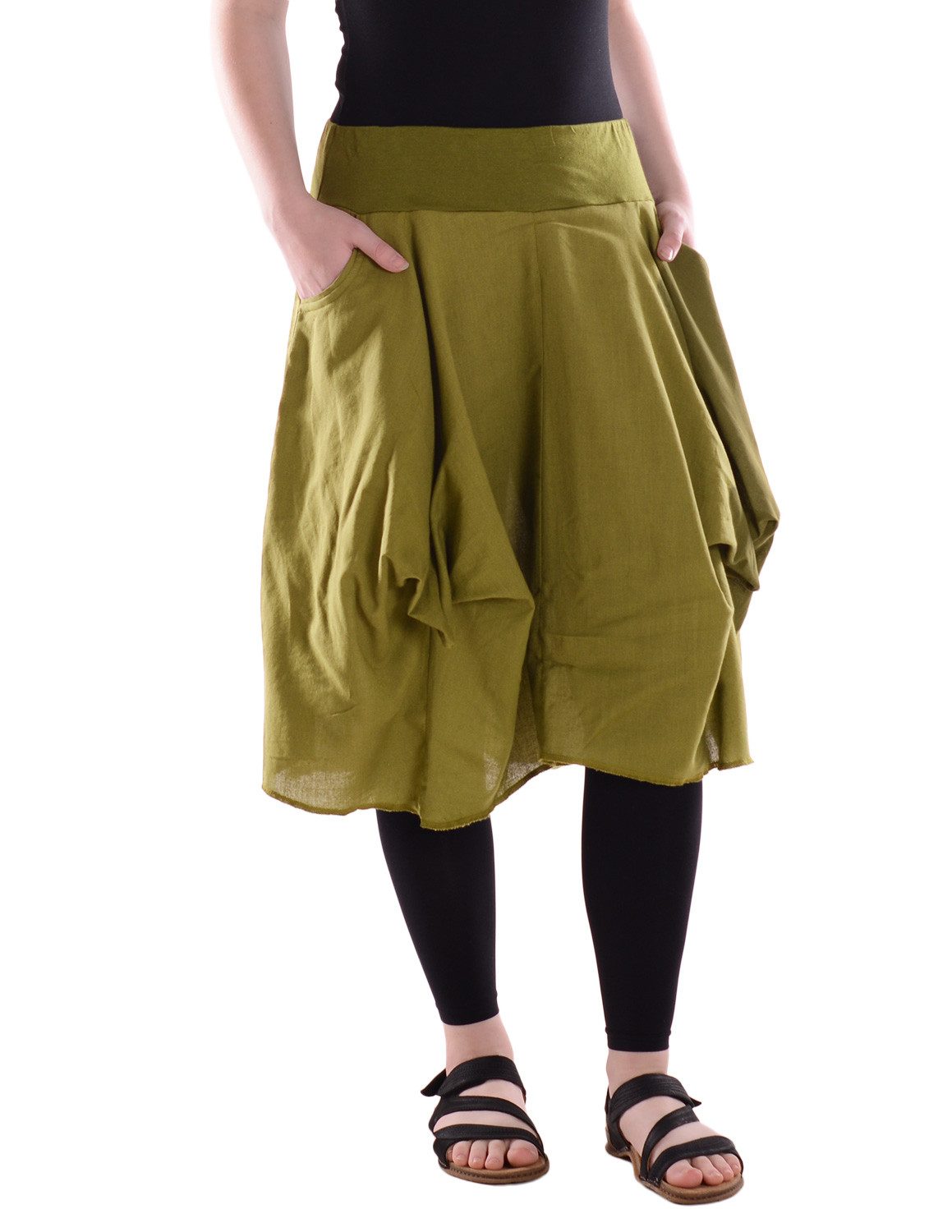 Vishes Sommerrock Damen knielanger Rock Baumwolle günstig online kaufen