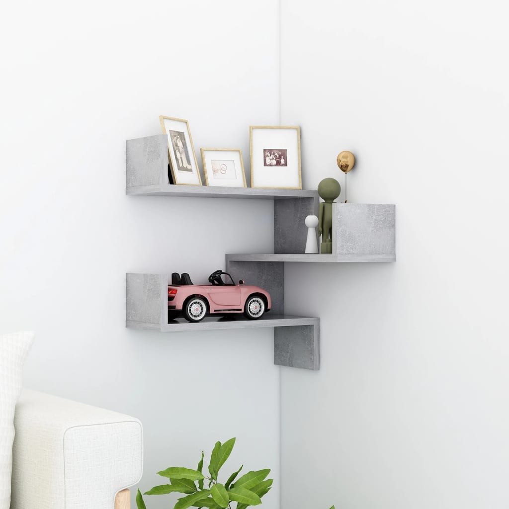 furnicato Wandregal Eckregal Betongrau 40 x 40 x 50 cm aus Holzwerkstoff, 1-tlg., Stabile Wandablage mit 40 kg Belastbarkeit für das Wohnzimmer
