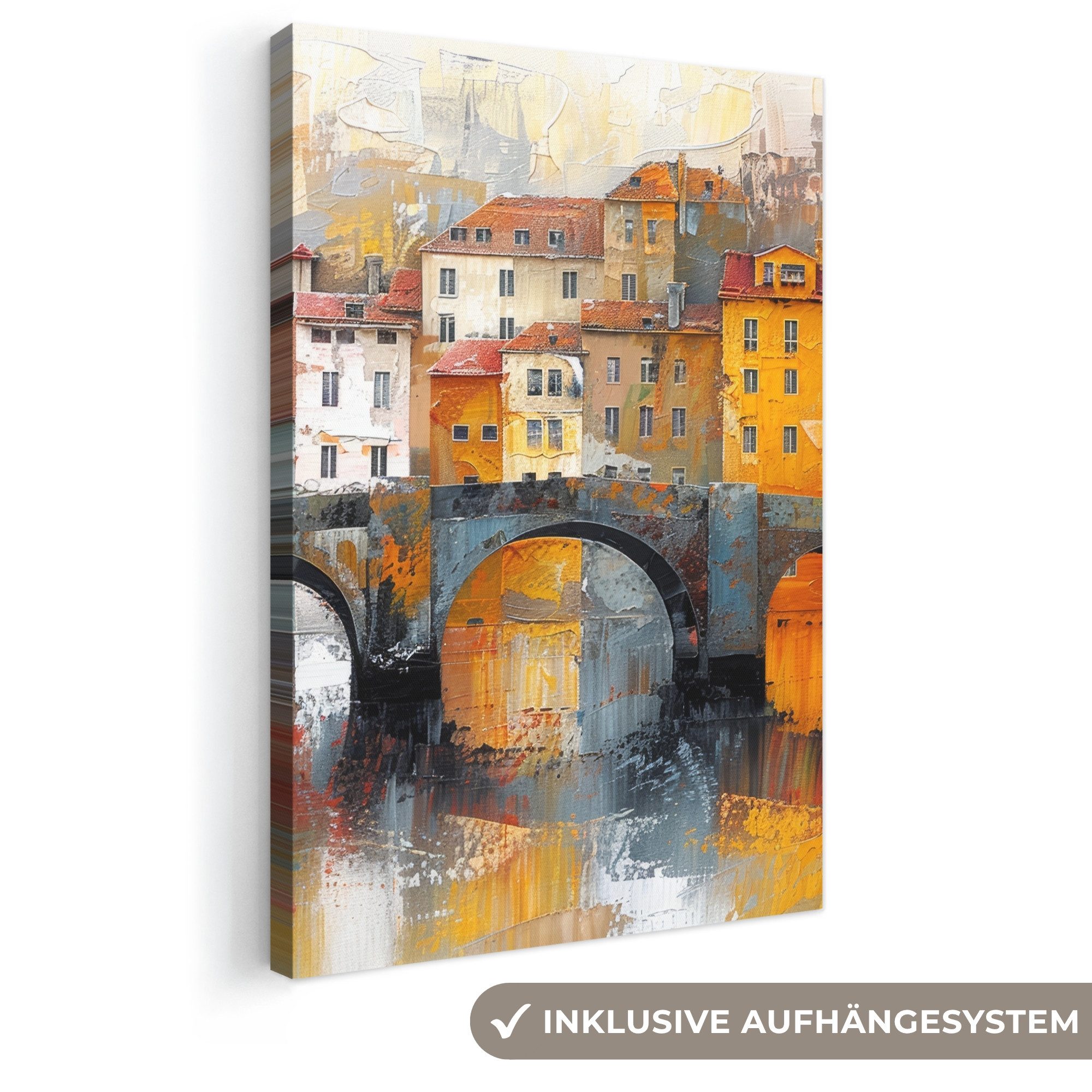 OneMillionCanvasses® Leinwandbild Graben - Häuser - Kunst, Fotodruck (1 St), Leinwand Canvas Wandbild, Wanddekoration 20x30 cm