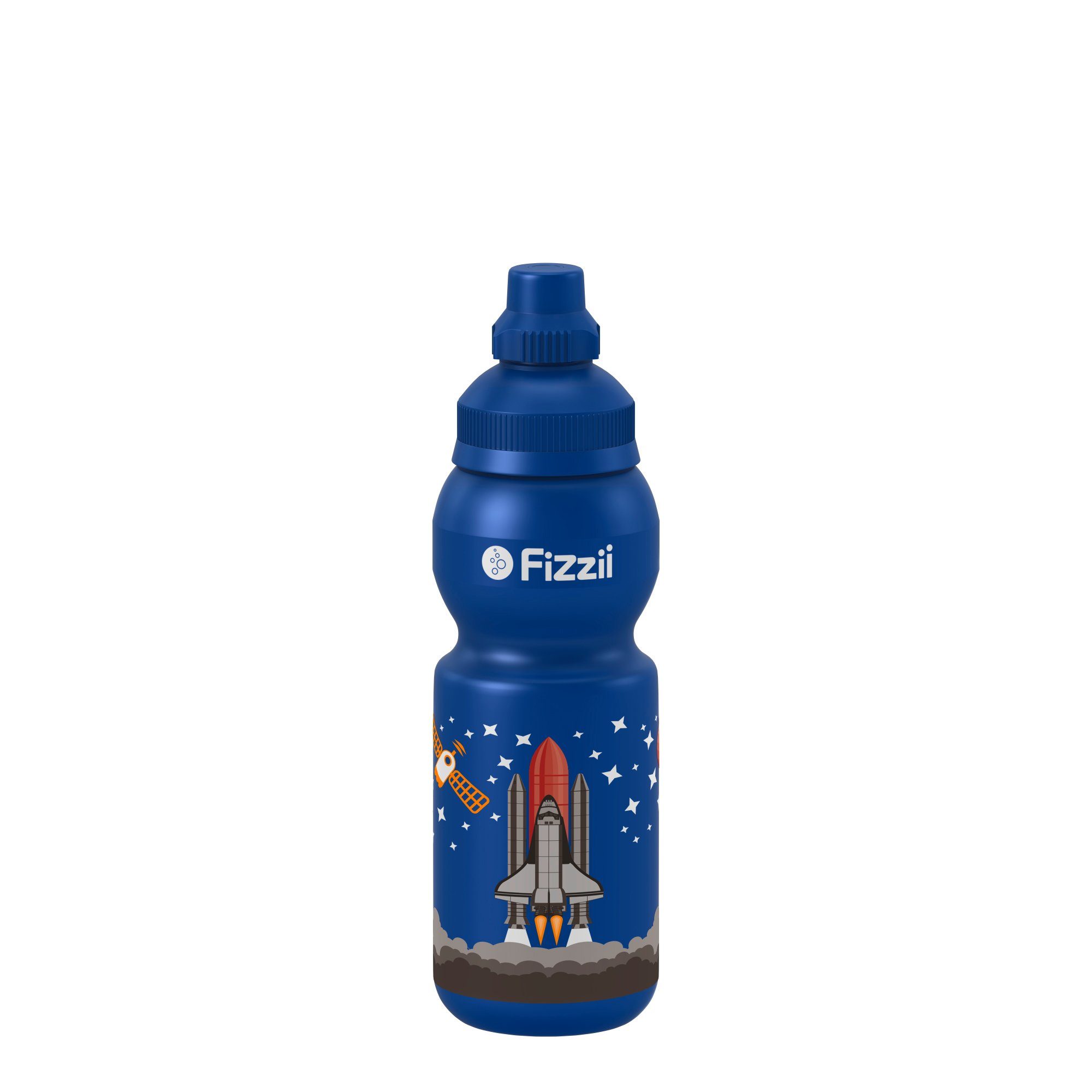 Fizzii Trinkflasche Kinderflasche Sprudelsicher Blau Weltraum