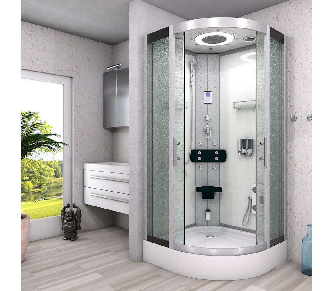 Thumbnail - AcquaVapore Dampfdusche Dampfdusche Duschkabine D58-10M2-ALL Weiß 90x90, Sicherheitsglas ESG, inklusive Duschwanne