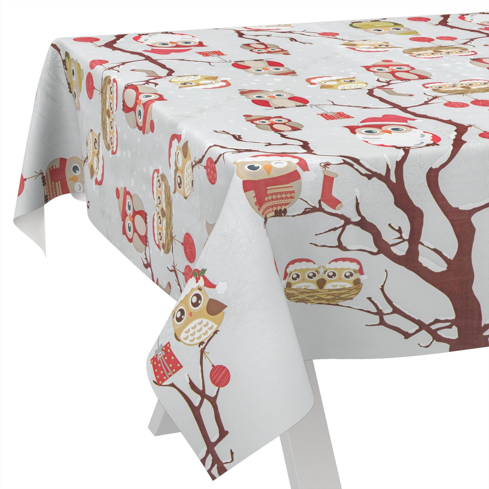 ANRO Tischdecke Wachstuch abwaschbar Eulen Weihnachten Tischwäsche (Einzels günstig online kaufen