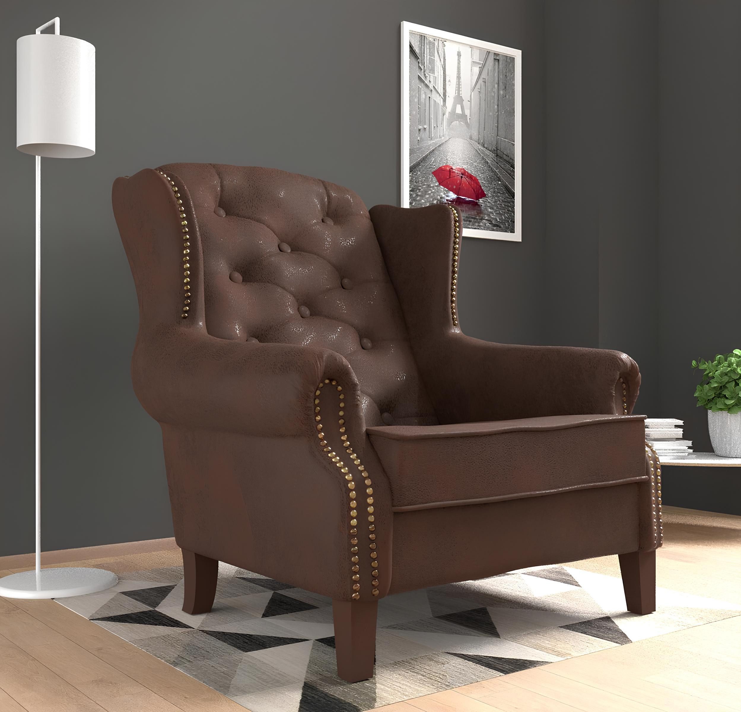 JVmoebel Ohrensessel Bequemer Polstersessel im klassischen Design für entspannte Stunden (Sessel), Made in Europa
