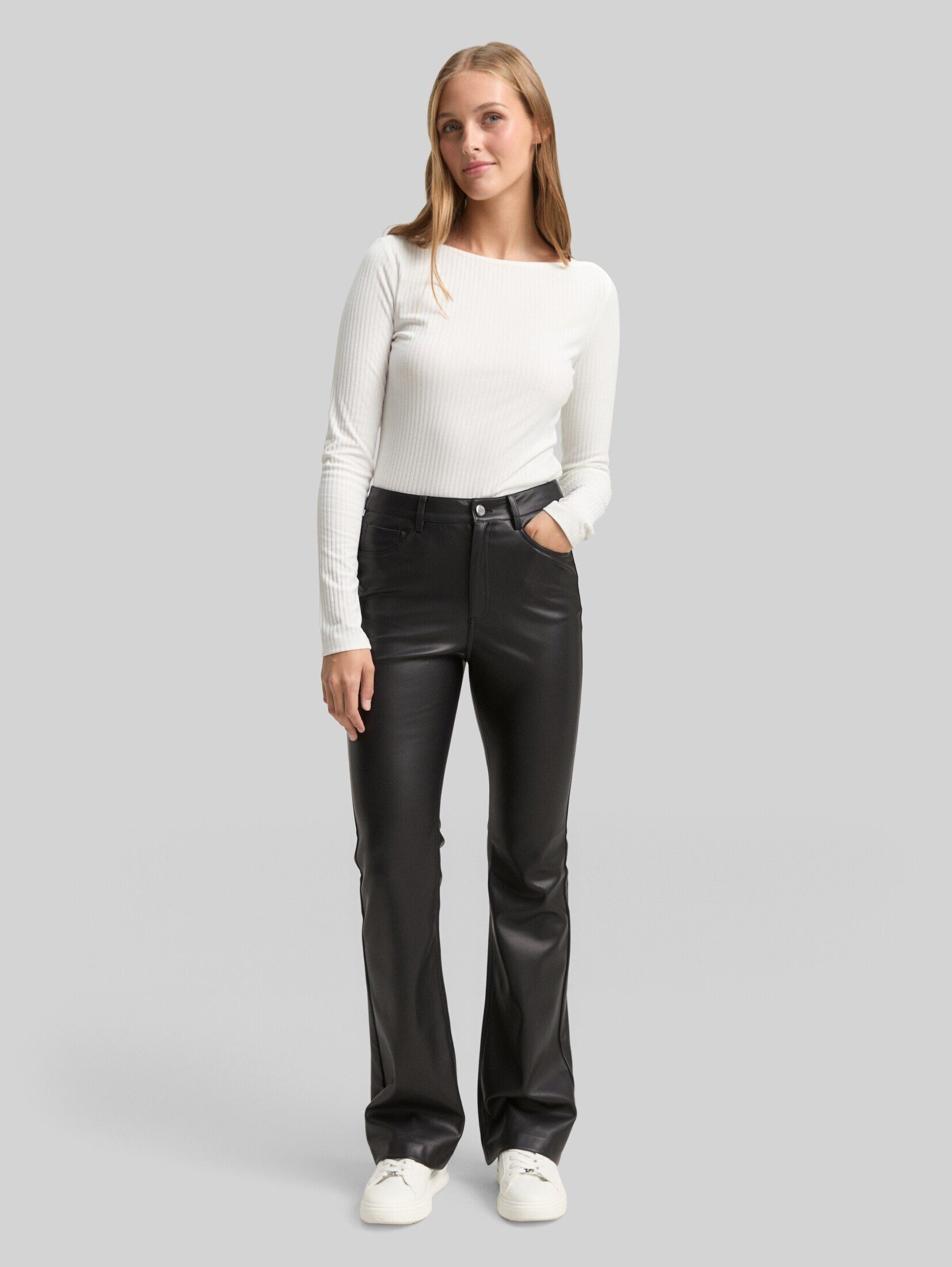 TOM TAILOR Denim Stoffhose Hosen & Chino Flared Hose in Lederoptik