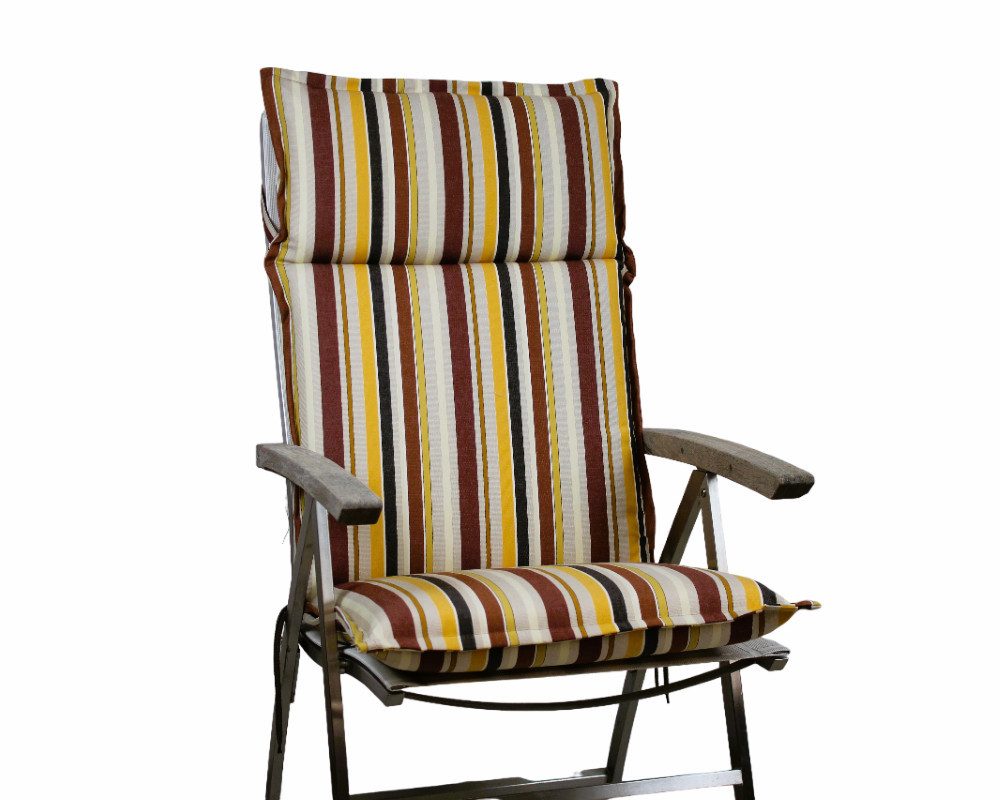 Rübeling Hochlehnerauflage Streifen Braun / Multi, Reißverschluss-Kissen