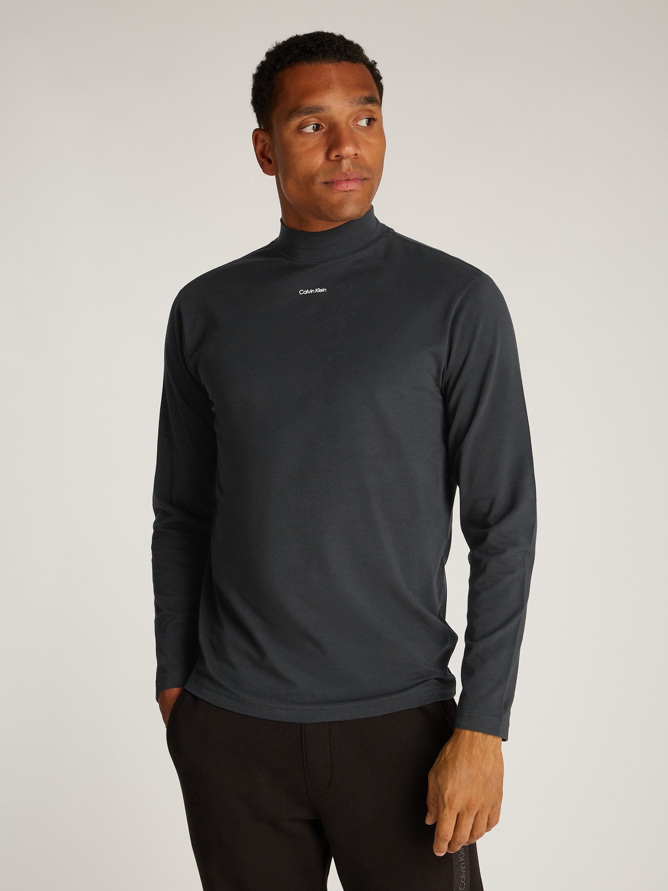 Calvin Klein Stehkragenshirt NANO LOGO LS günstig online kaufen