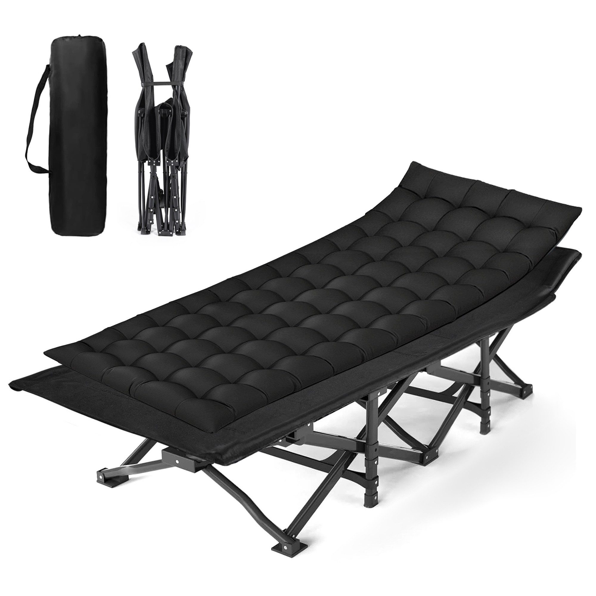 Feldbett Feldbett Klappbett 188×66 cm mit Polsterauflage Tragkraft bis 200 kg
