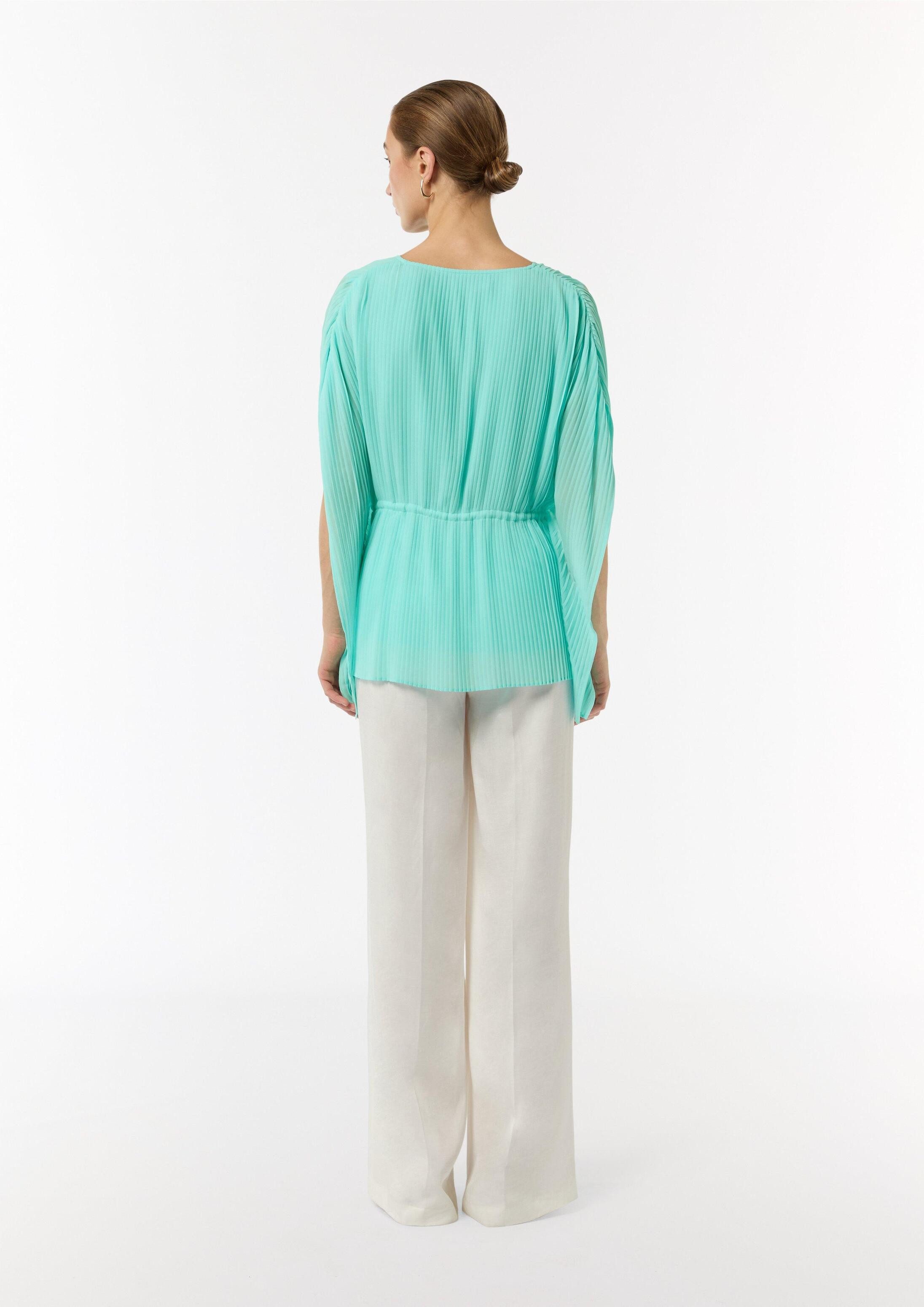 comma Blusentop Bluse Plissee-Tunika mit V-Ausschnitt