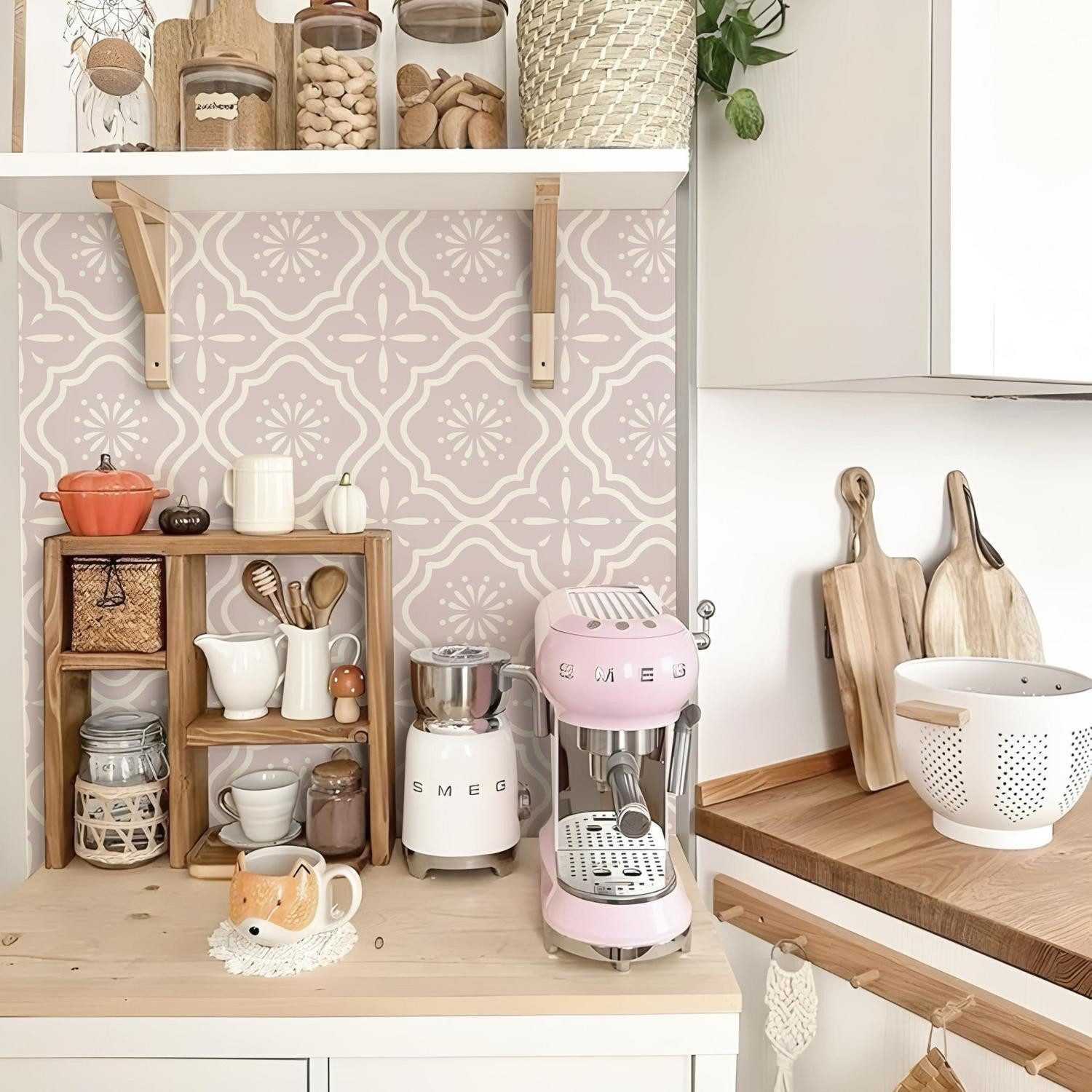 LuxusKollektion Vinylfliesen Boden-/Wandfliesenaufkleber Rosa Vintage 10er-Set