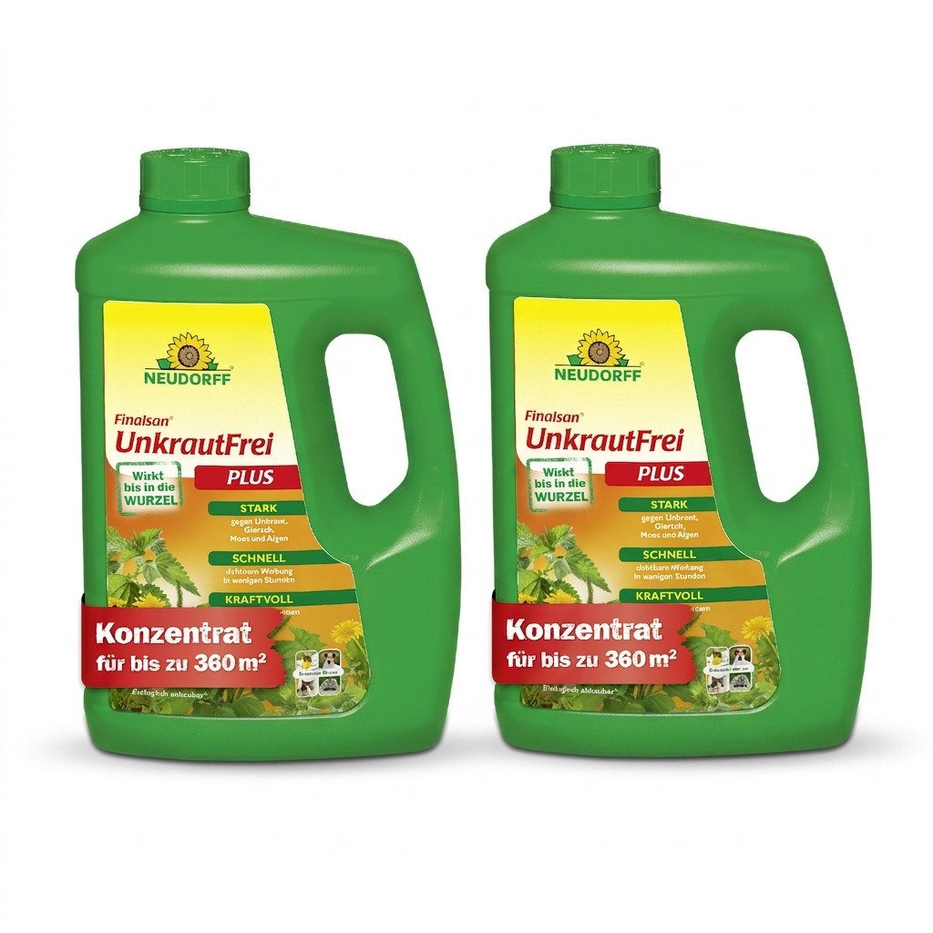 Neudorff Unkrautbekämpfungsmittel Finalsan UnkrautFrei Plus Konzentrat 2x 2 l, 2 St., 2-teiliges Set, 2 x 2 l Finalsan UnkrautFrei Plus Konzentrat, Glyphosatfreies Konzentrat mit 2-fach-Wirksystem bis in die Wurzel