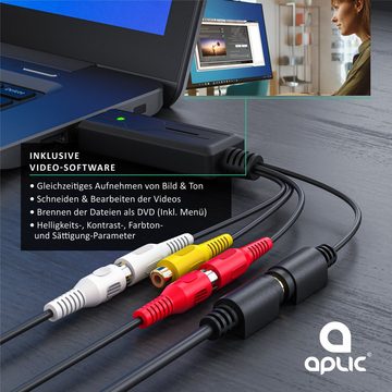 Aplic Audio- & Video-Adapter USB Typ A zu S-Video, Component-Video, Cinch, 15 cm, USB Audio Video Grabber - VHS - Videoadapter zur Bearbeitung