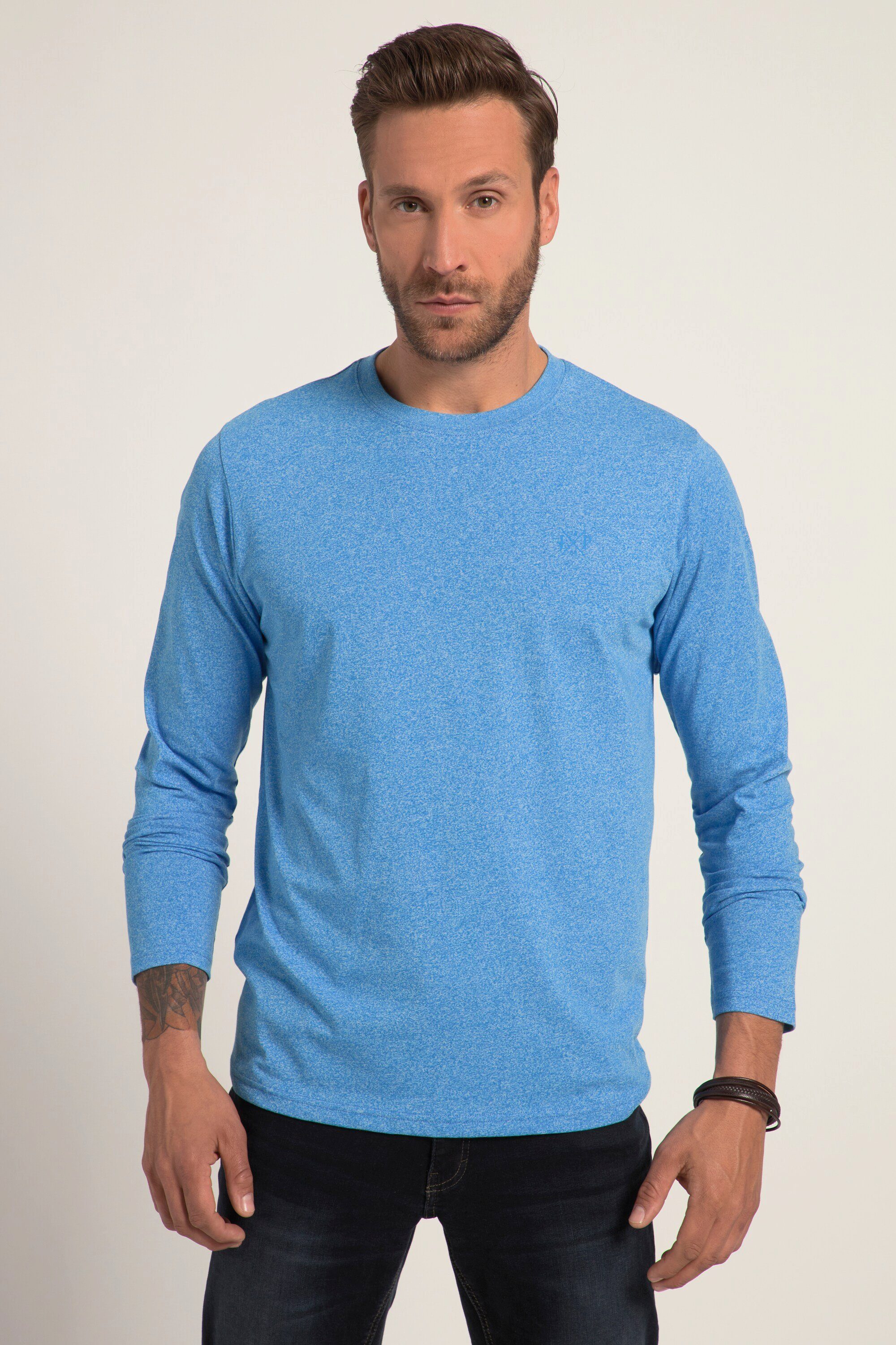Melange Langarmshirt T-Shirt JP1880 hochwertige Rundhals Jersey