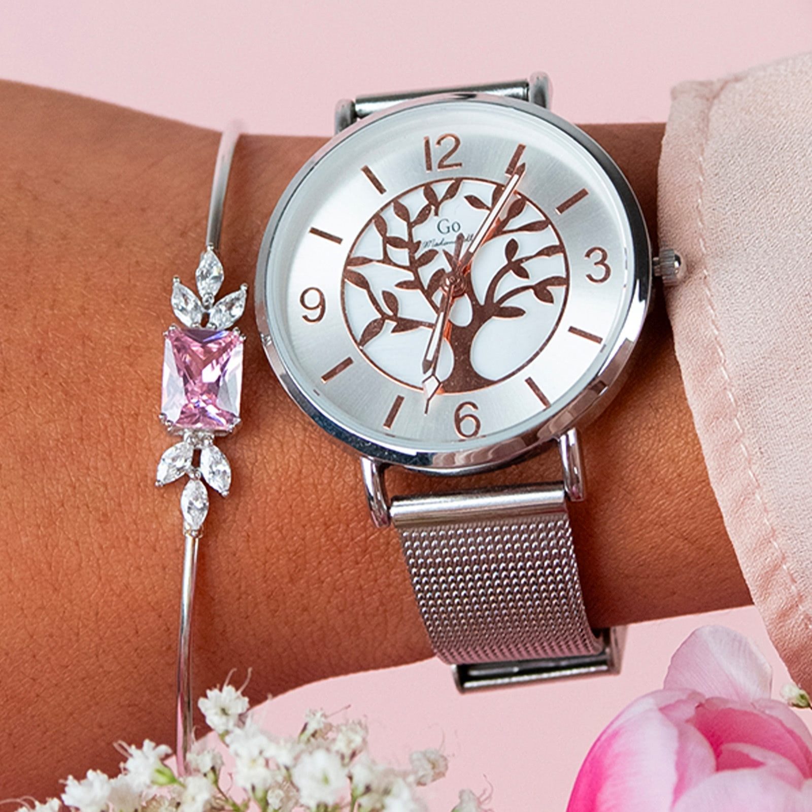 Girl Only Quarzuhr Girl Only Damenuhr Edelstahl silber, (Analoguhr), Damenuhr GO silber, mittel (ca. 36mm) Edelstahlarmband, Elegant-Style