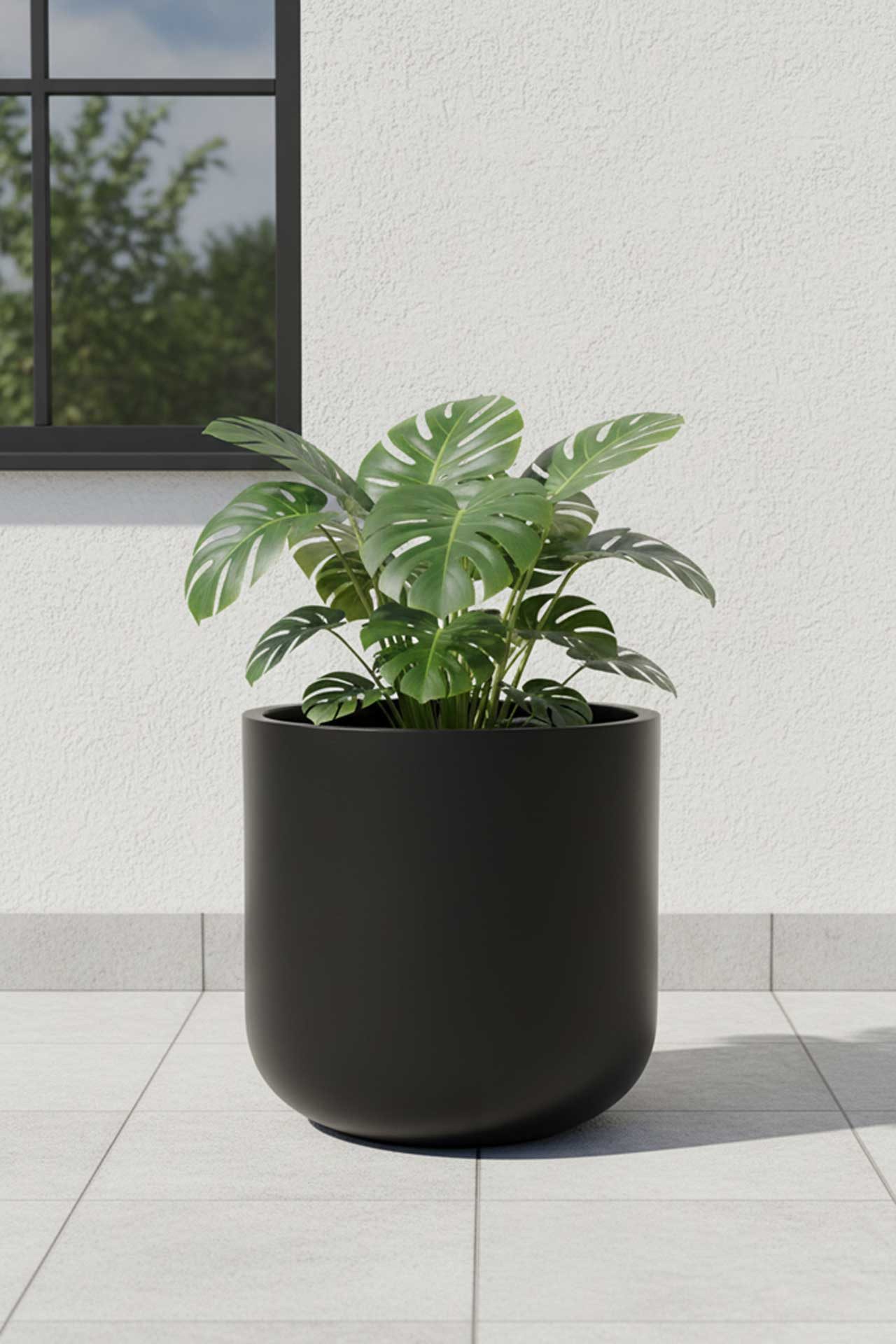 VIVANNO Blumentopf Fiberglas CHICO Rund - Anthrazit Matt (1 St), 40x40 cm günstig online kaufen