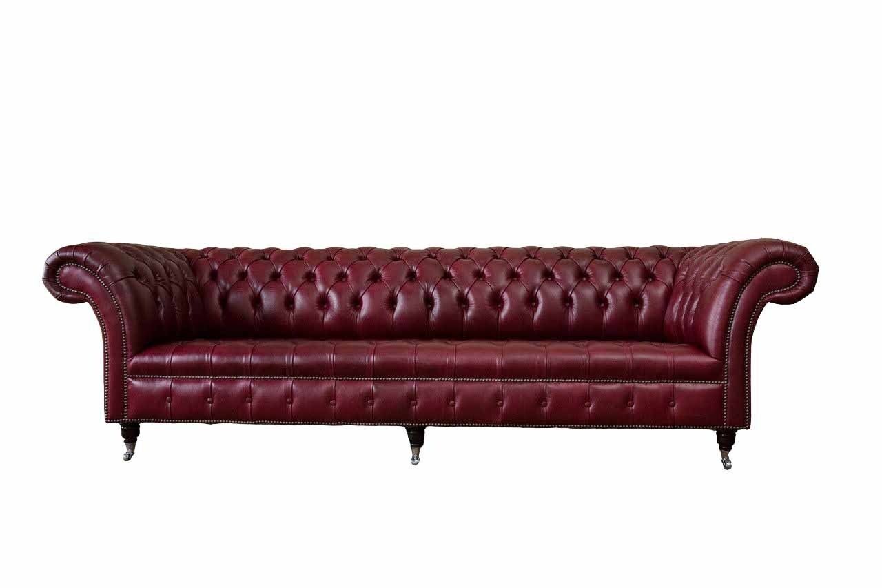 JVmoebel Sofa Designer Rotes Chesterfield Sofa 4 Sitzer Couch Luxus, Made in Europe
