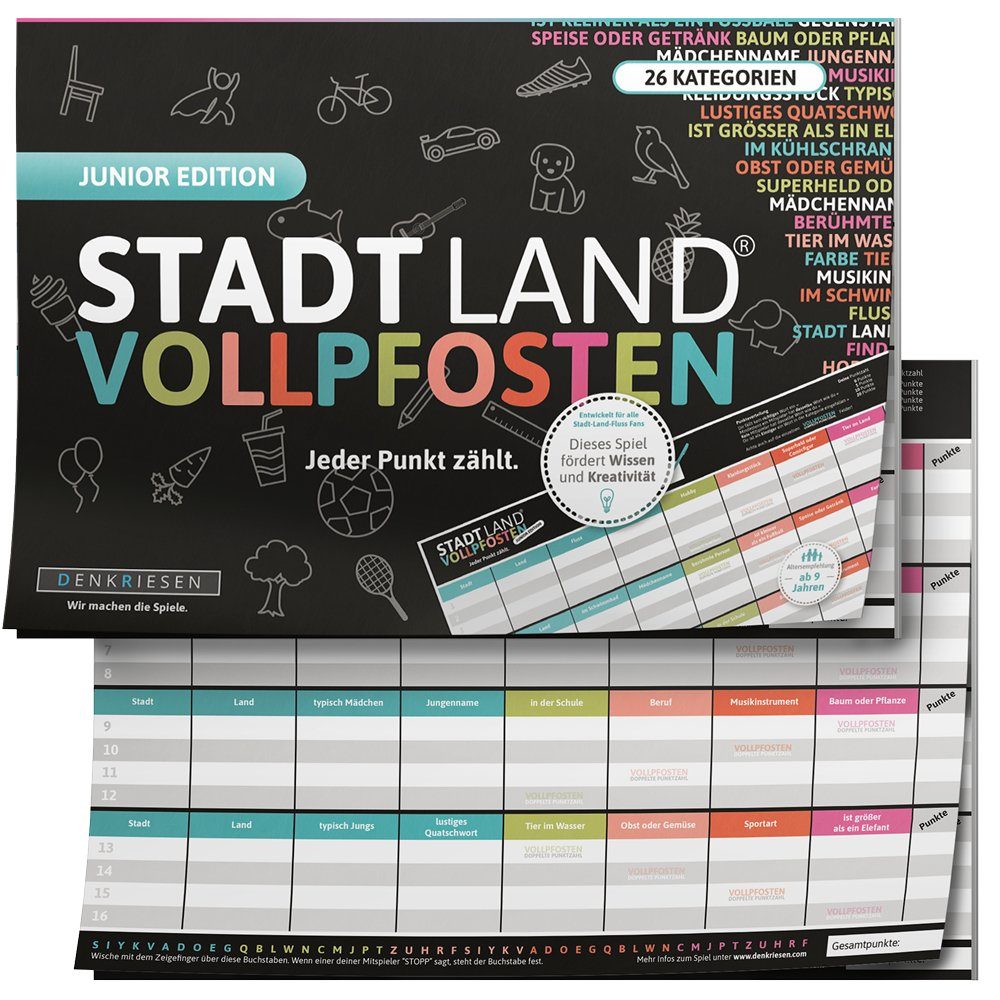 Denkriesen Spiel, STADT LAND VOLLPFOSTEN - Junior Edition, ab 9 Jahren