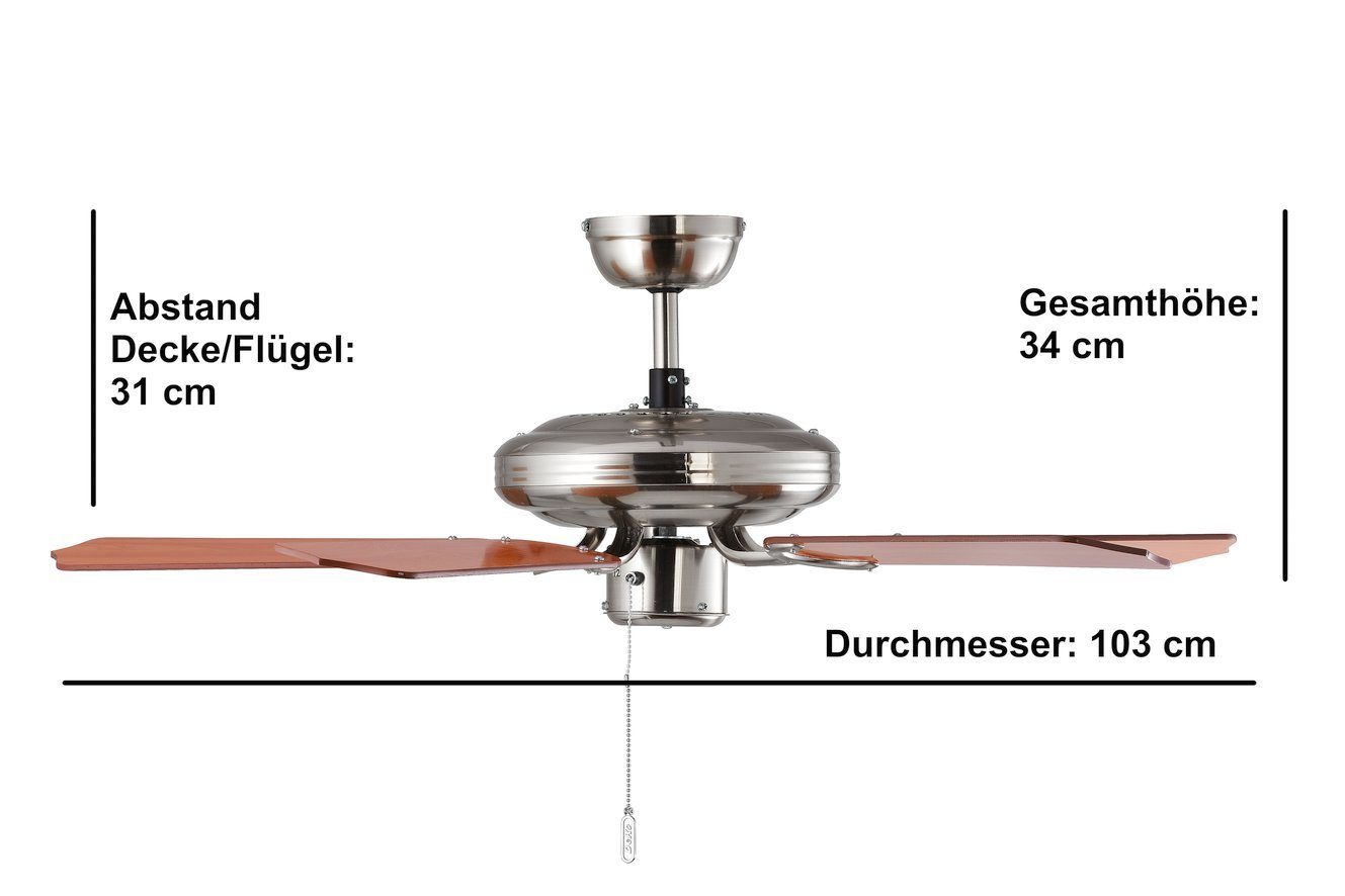 DeKon Deckenventilator Steel-Star Slimline BC / 803-S 103cm