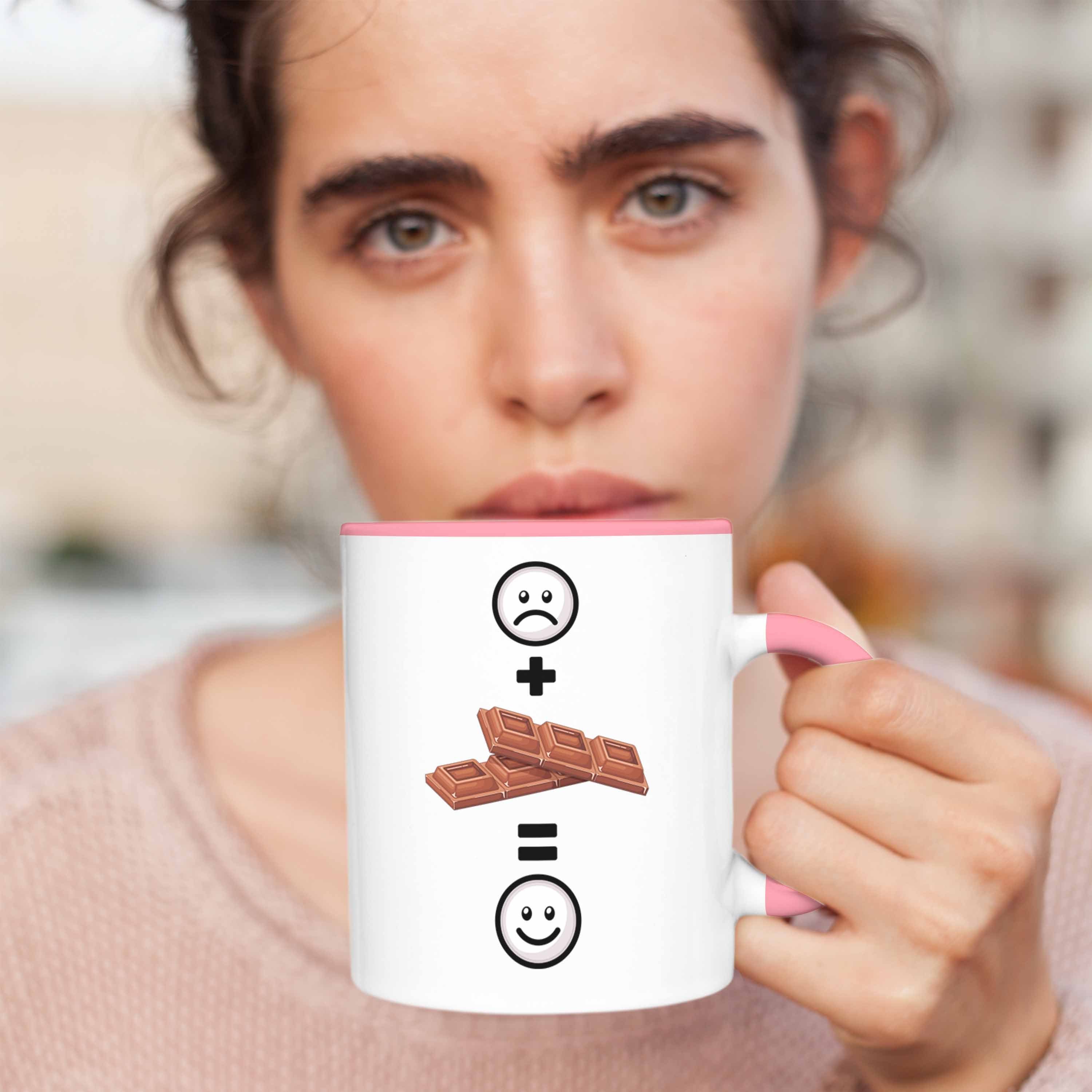 Schoko-Liebhaber Schokolade Tasse Rosa :( Geschenkidee Trendation für Tasse Geschenk Lustige