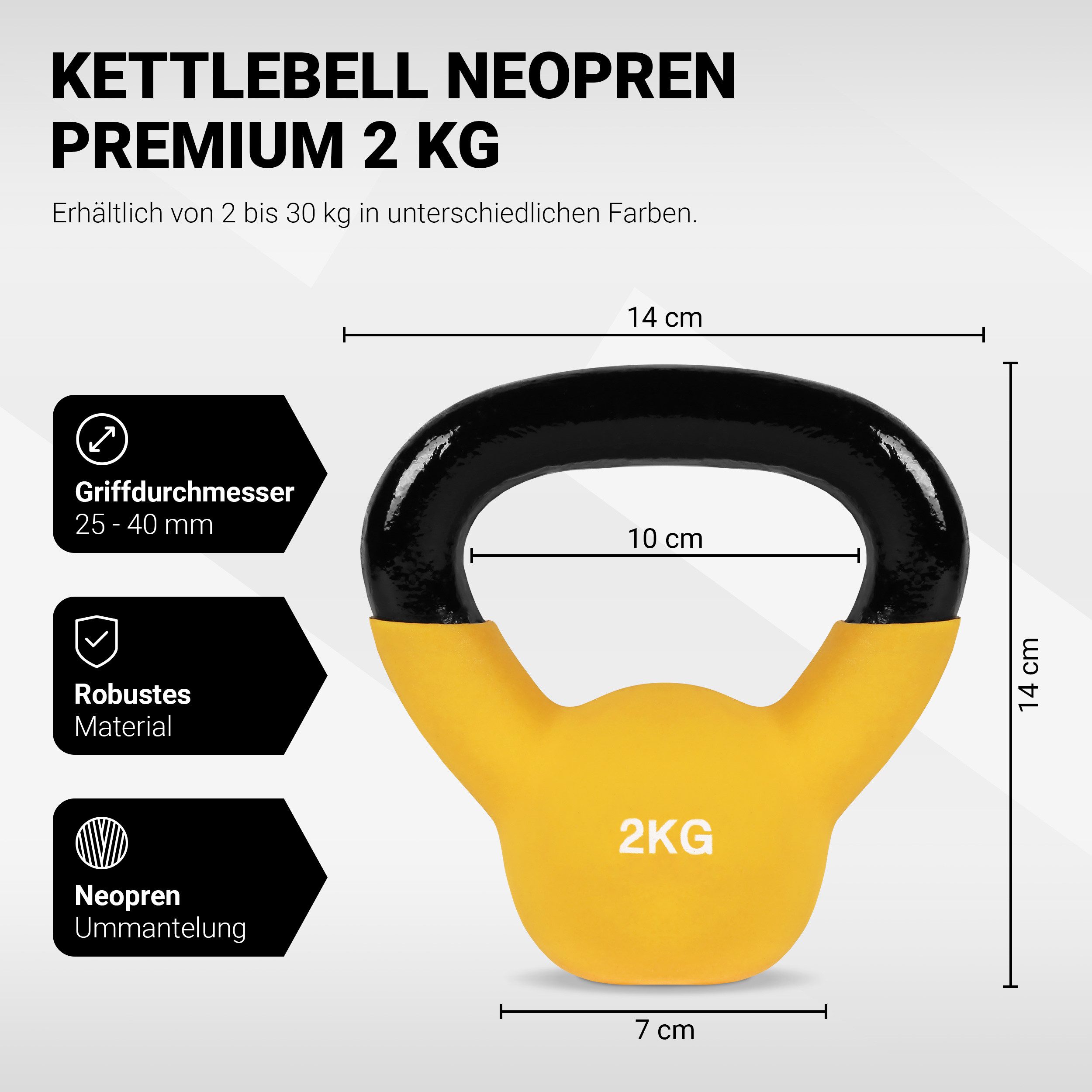 MSports® Kettlebell Kettlebell Professional Neopren 2 – 30 kg inkl. Übungsposter