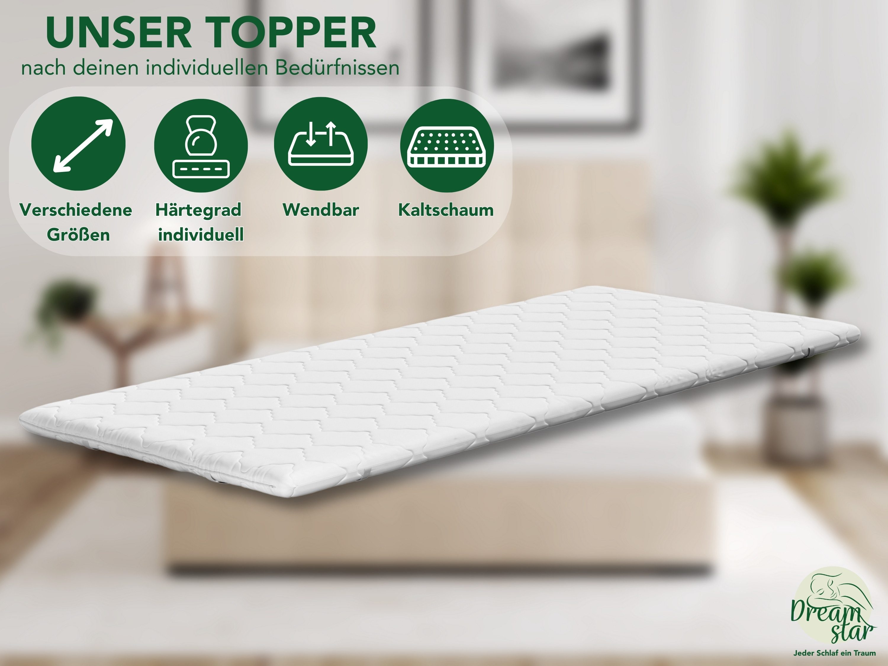 Dreamstar, Topper ergonomischer Matratzentopper in 3 Härtegraden - weich, m günstig online kaufen
