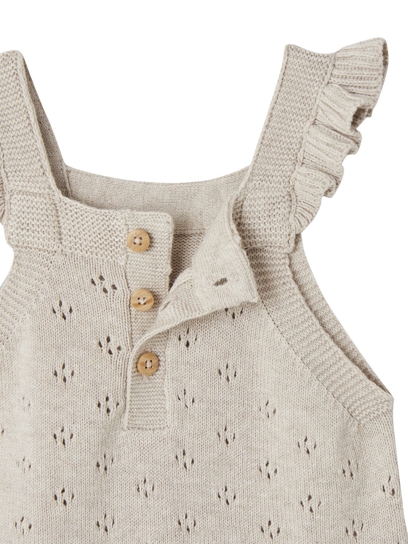 vertbaudet Jumpsuit Baby Strick-Latzhose mit Volantträgern – Bild 4 von 5