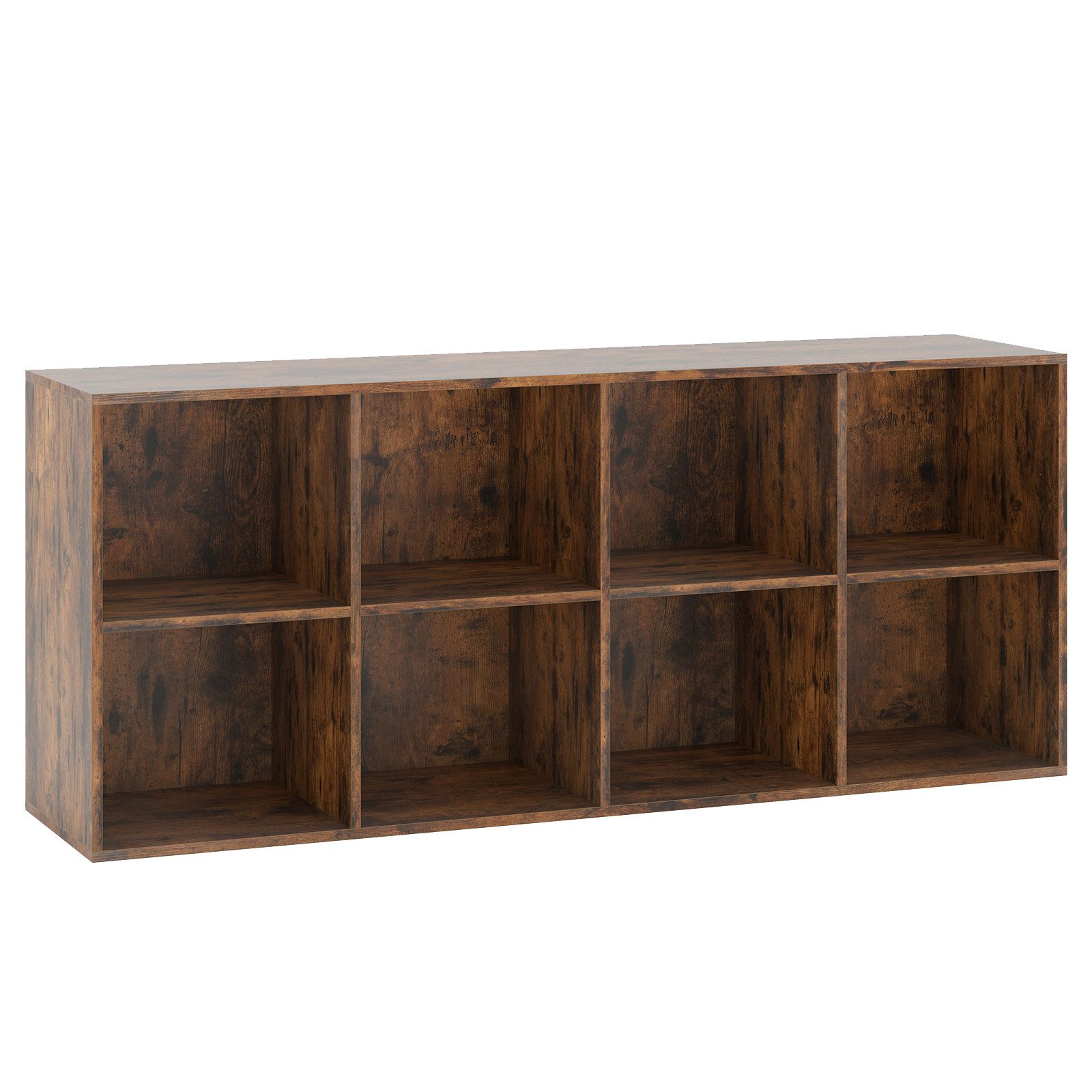 KOMFOTTEU Bücherregal, Würfelregal mit 8 Würfelfächern, 121,5 x 29 x 61 cm