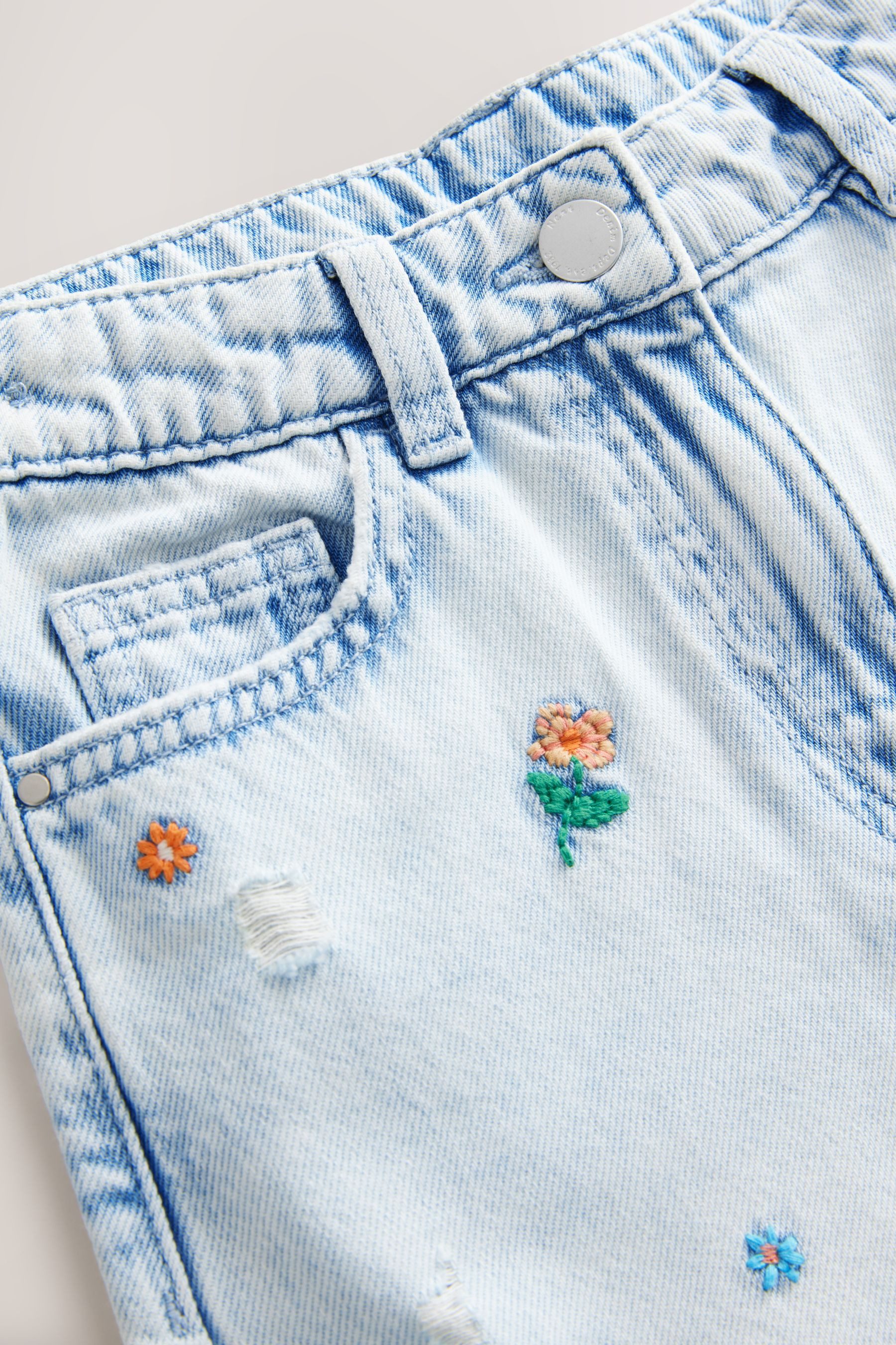 Next Weite Jeans Jeans mit weitem Bein und Stickereien Baumwolle (1-tlg)