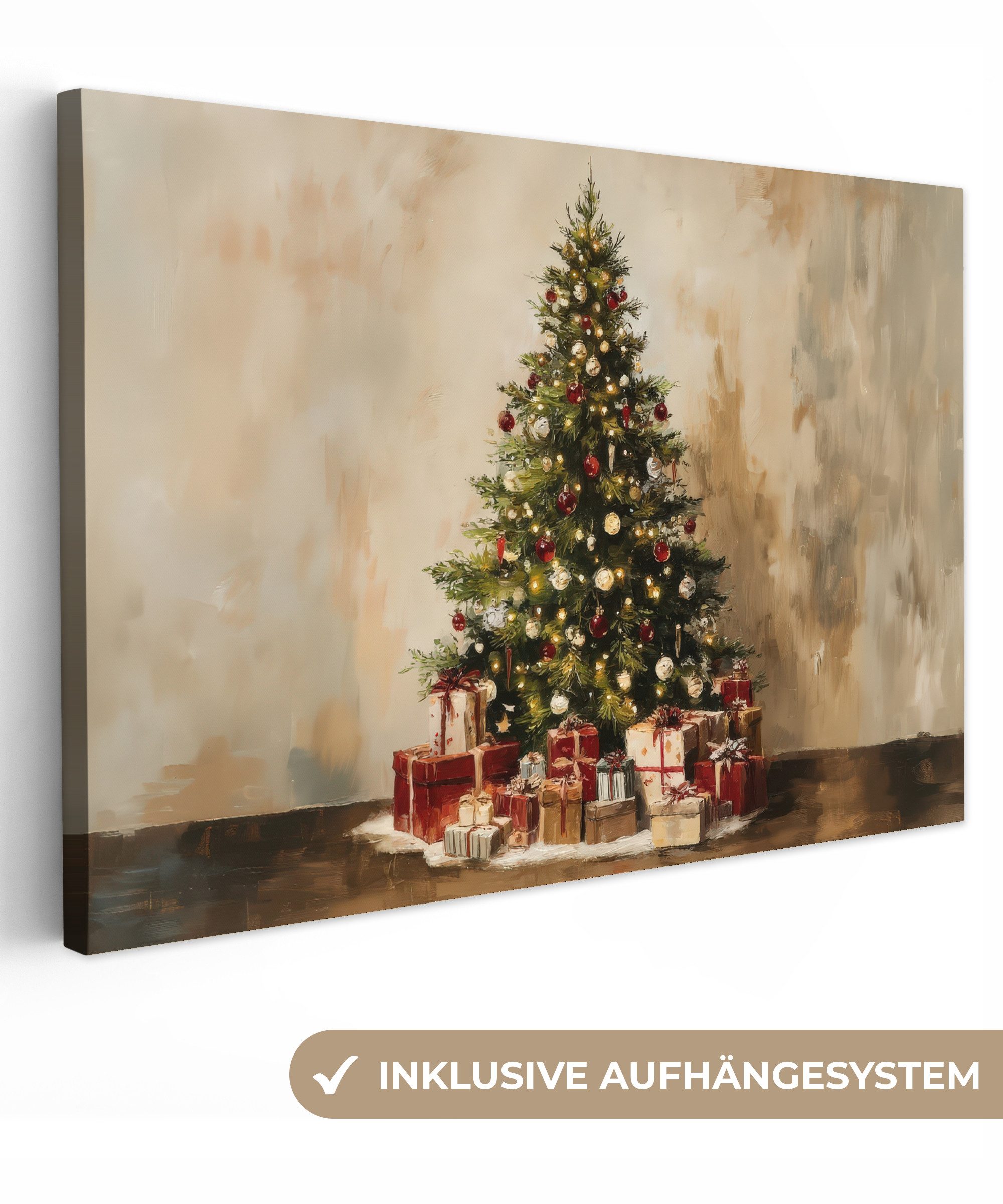 OneMillionCanvasses® Leinwandbild Weihnachtsbaum - Geschmückt - Farbenfroh, günstig online kaufen