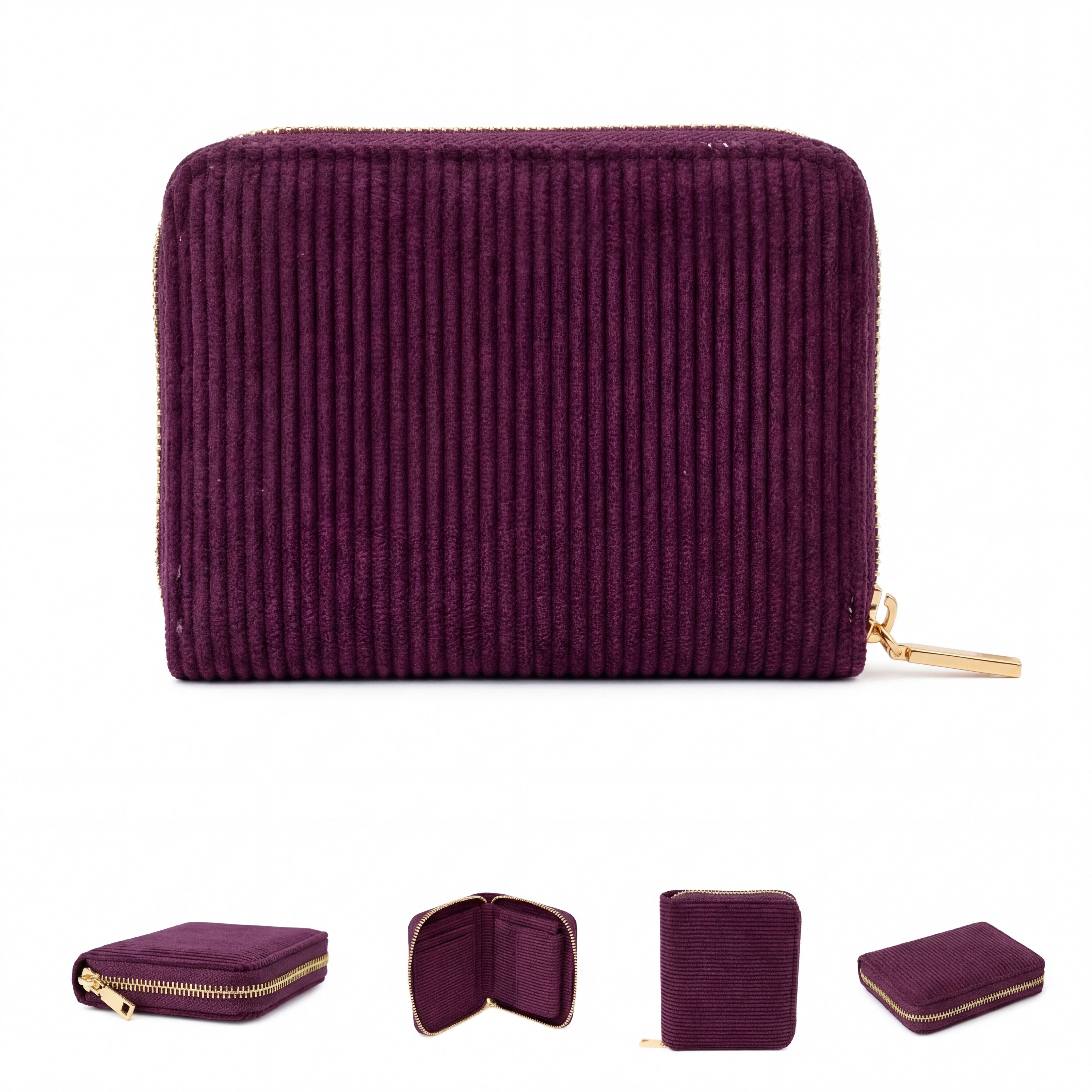 MillyMilk Geldbörse Kord Geldbeutel FONDO Damen – Mini Portemonnaie Stoff Pastell klein, Formstabil & kompakt – kein labberiges Säckchen!