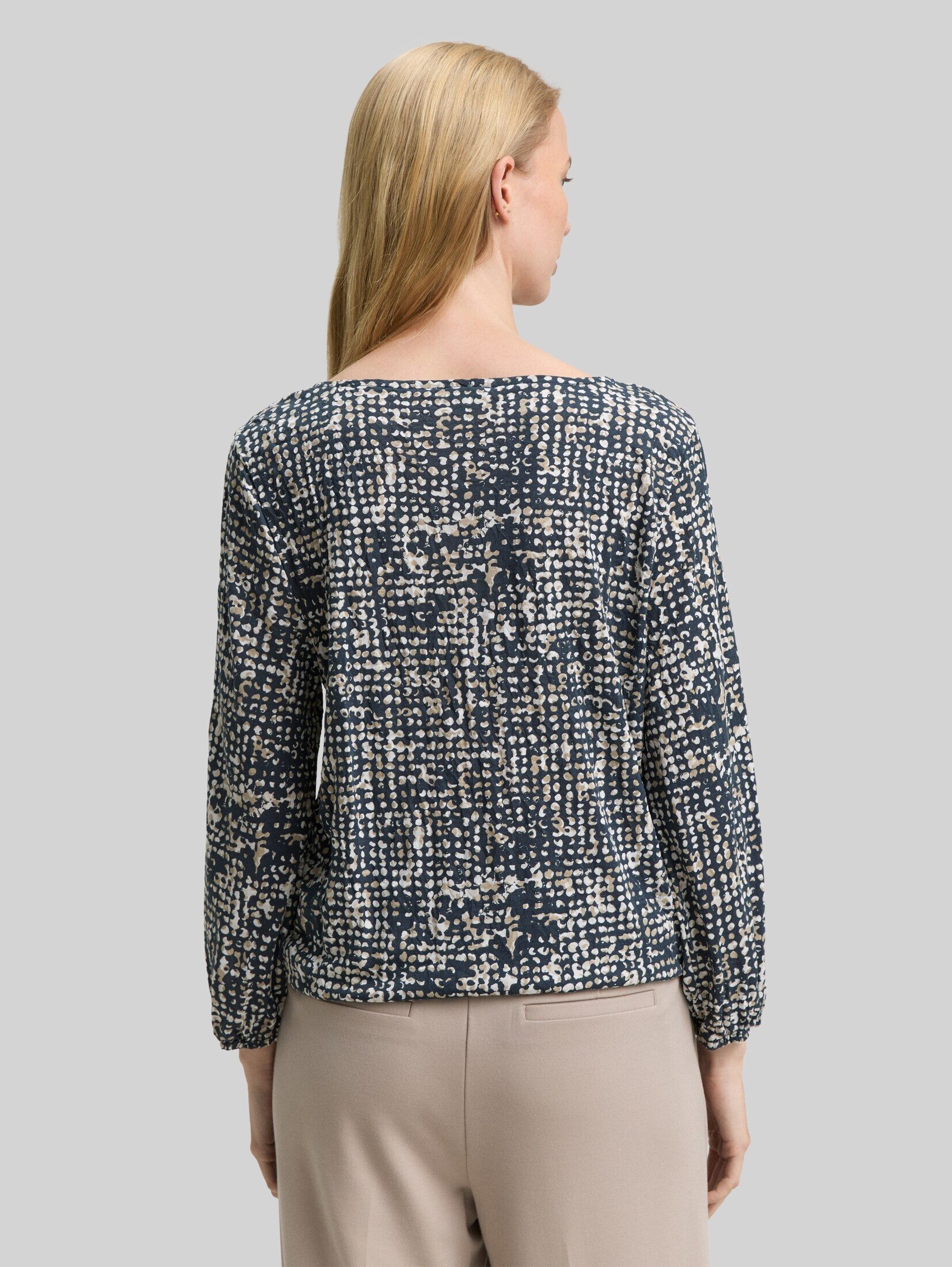 TOM TAILOR 3/4-Arm-Shirt T-Shirt Crinkle Blusenshirt mit Muster