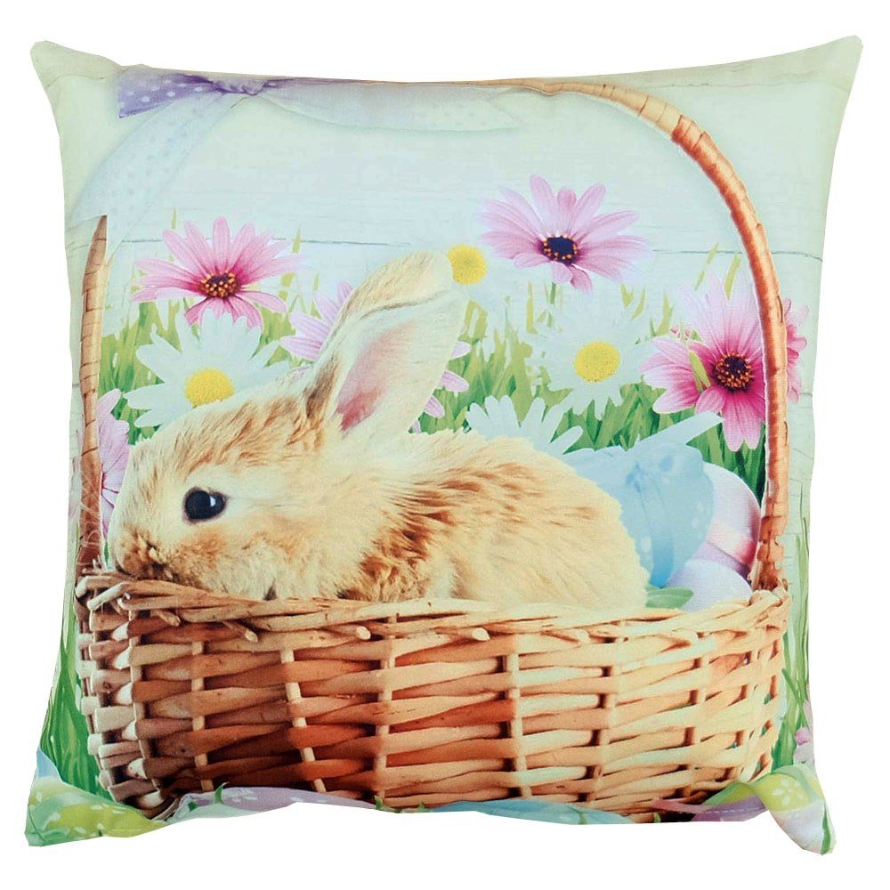 matches21 HOME & HOBBY Kissenbezüge Kissen-Bezug Ostern Osterhase Osternest bunt 40x40 cm, (1 Stück), Wohnzimmer Kissen-Hülle als Deko-Kissen Zier-Kissen Sofa-Kissen