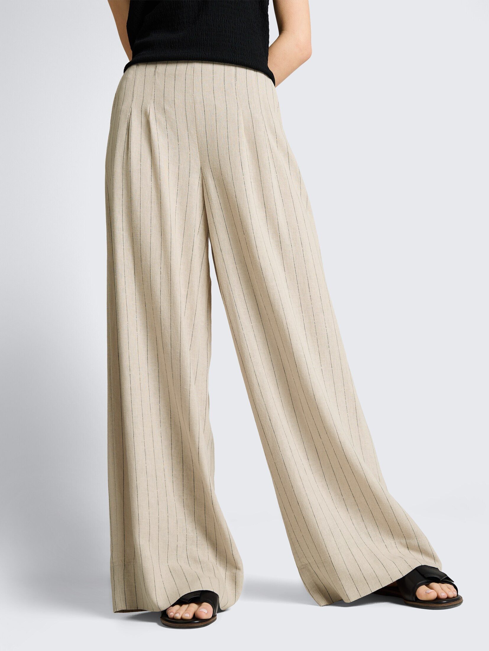 TOM TAILOR Denim Stoffhose Hosen & Chino Wide Leg Hose mit Leinenanteil