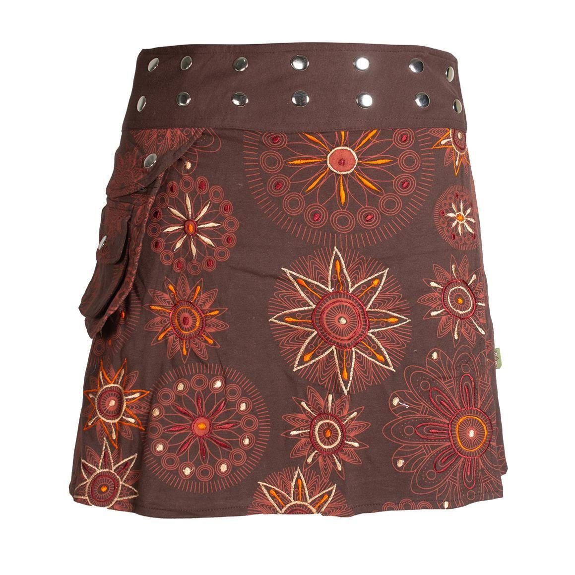 Vishes Wickelrock Bedruckt Bestickt Blumen Mandala Gürtel-Tasche Cacheur, Hippie, Goa, Elfen, Boho Style