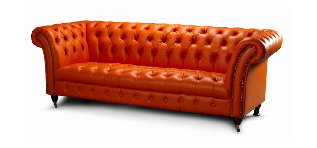 Xlmoebel Chesterfield-Sofa 3-Sitzer Designer Chesterfield Sofa in Orange Polsterung - Design, Hergestellt in Europa