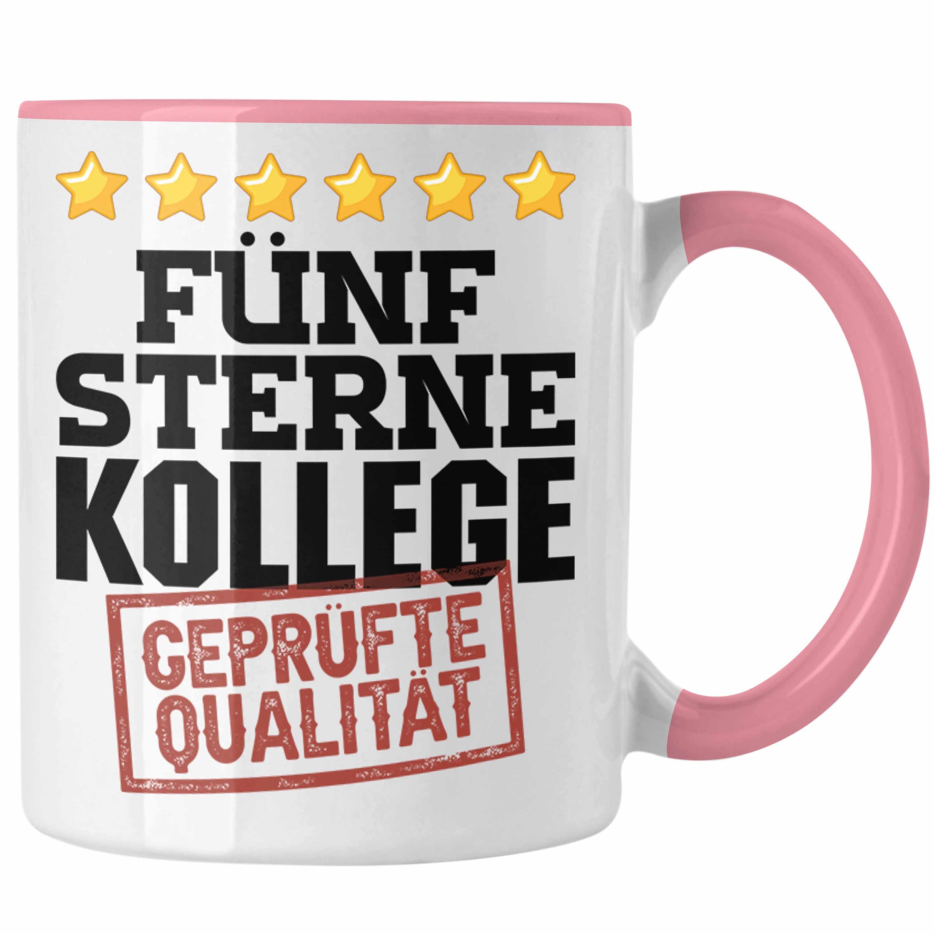 Trendation Tasse Bester Kollege Tasse Geschenk für Besten Arbeitskollegen Lustiger Spru Rosa